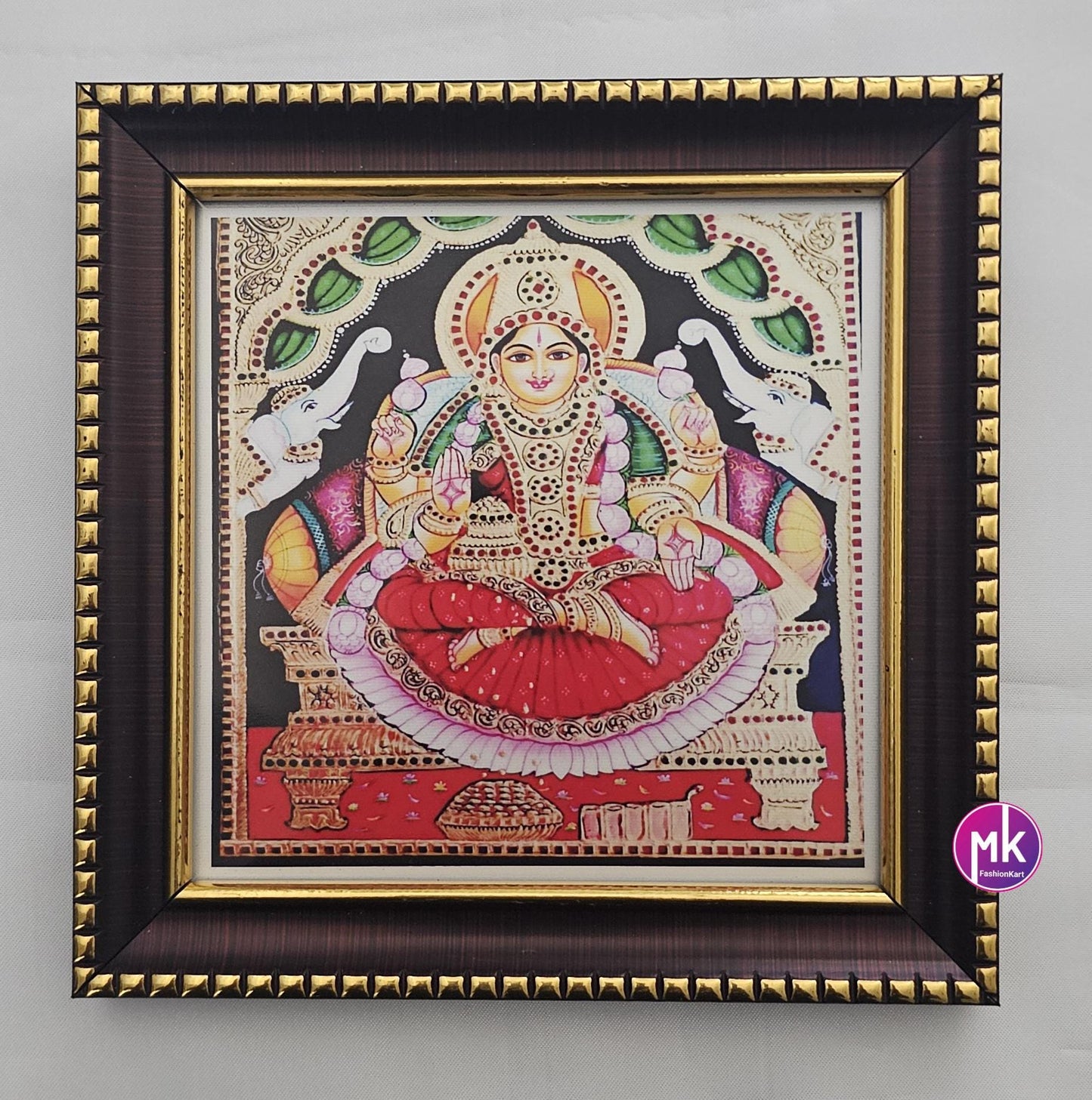 Goddess Gaja Lakshmi Tanjore style painting photo with Frame House warming Gift, Pooja return gift, Wedding Return gift - MK Fashionkart