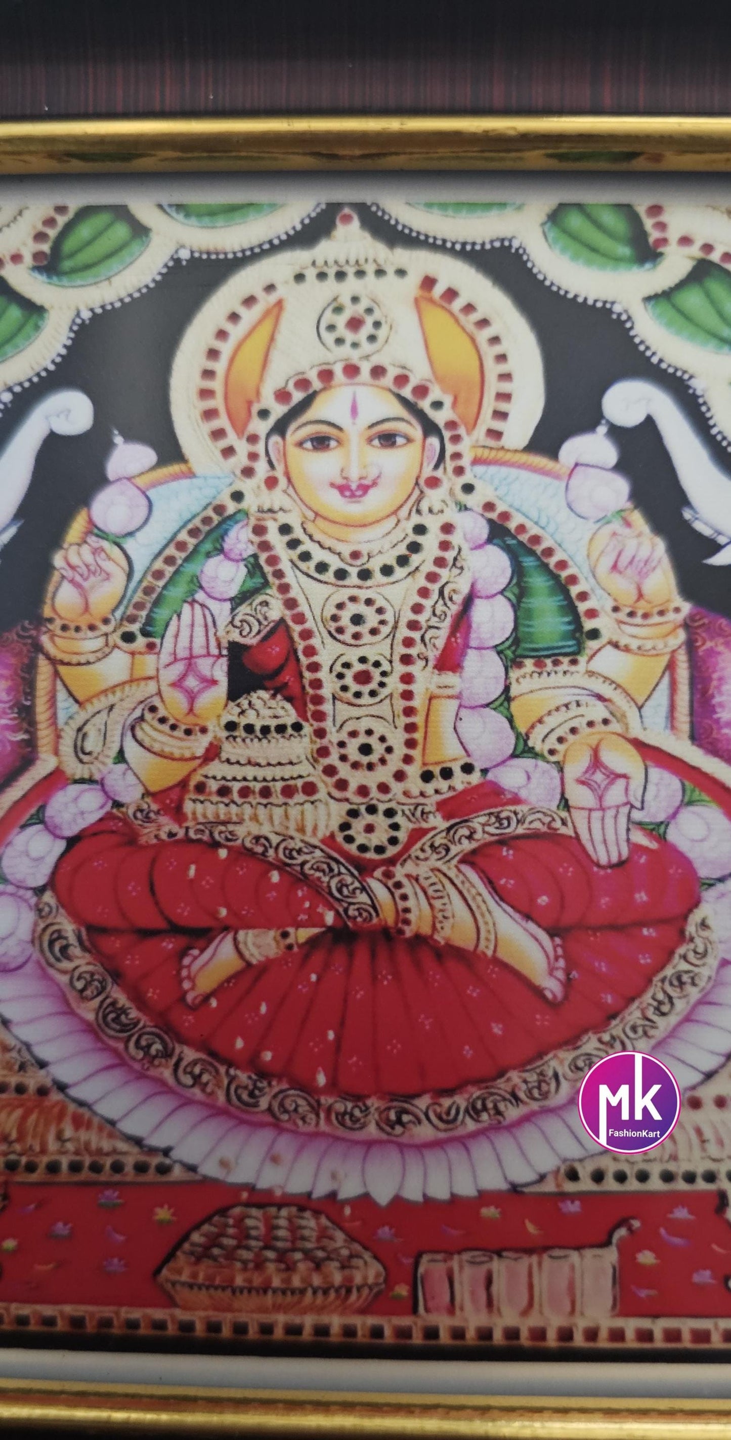 Goddess Gaja Lakshmi Tanjore style painting photo with Frame House warming Gift, Pooja return gift, Wedding Return gift - MK Fashionkart