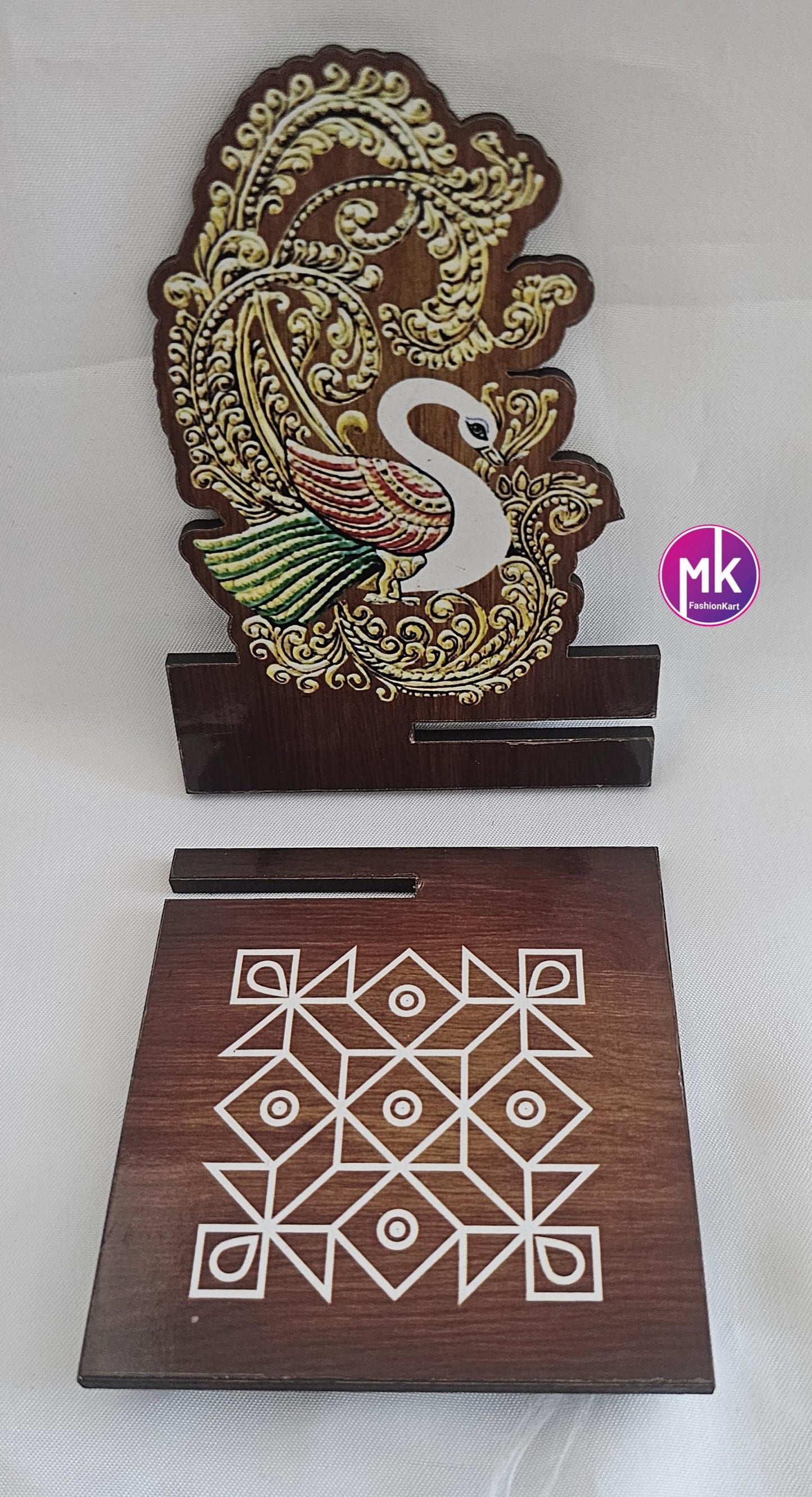 Handmade peacock Kolam Diya stand - House warming Gift, Pooja Decor, Pooja return gift - MK Fashionkart
