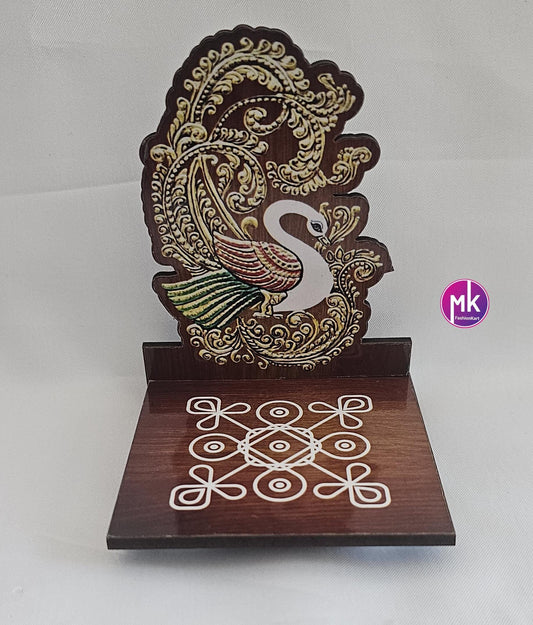 Handmade peacock Kolam Diya stand - House warming Gift, Pooja Decor, Pooja return gift - MK Fashionkart