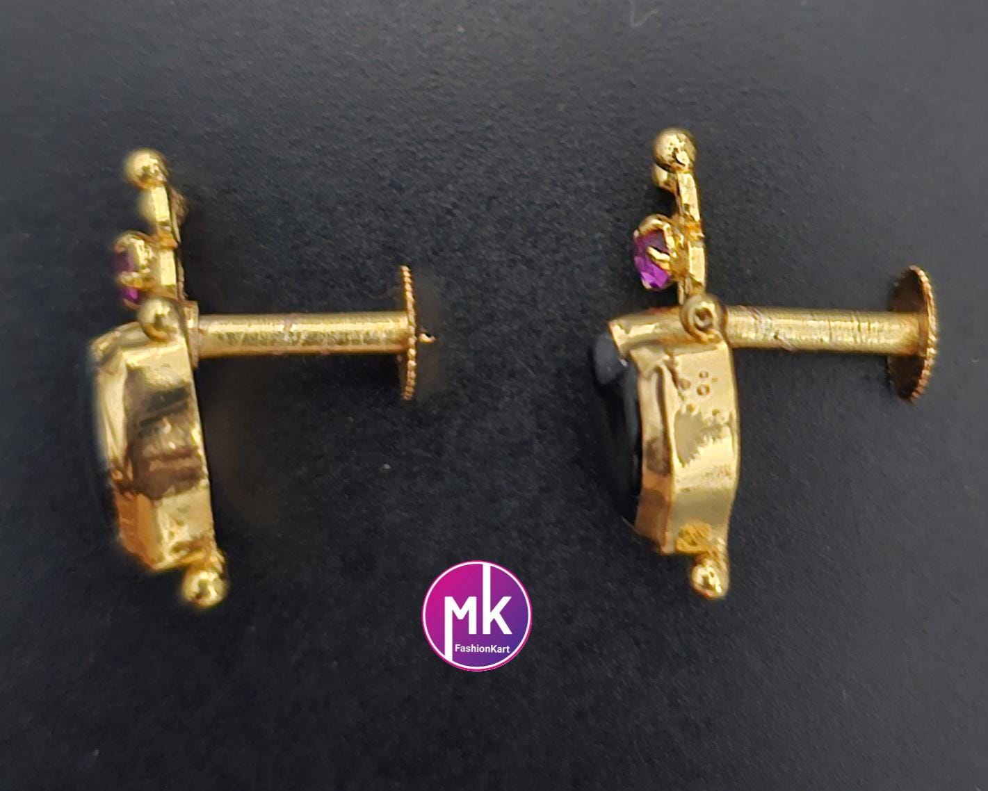 Gold finish Traditional Kerala style palakka Choker cum Necklace with and matching Beautiful Earrings - MK Fashionkart - Fashion Jewelry