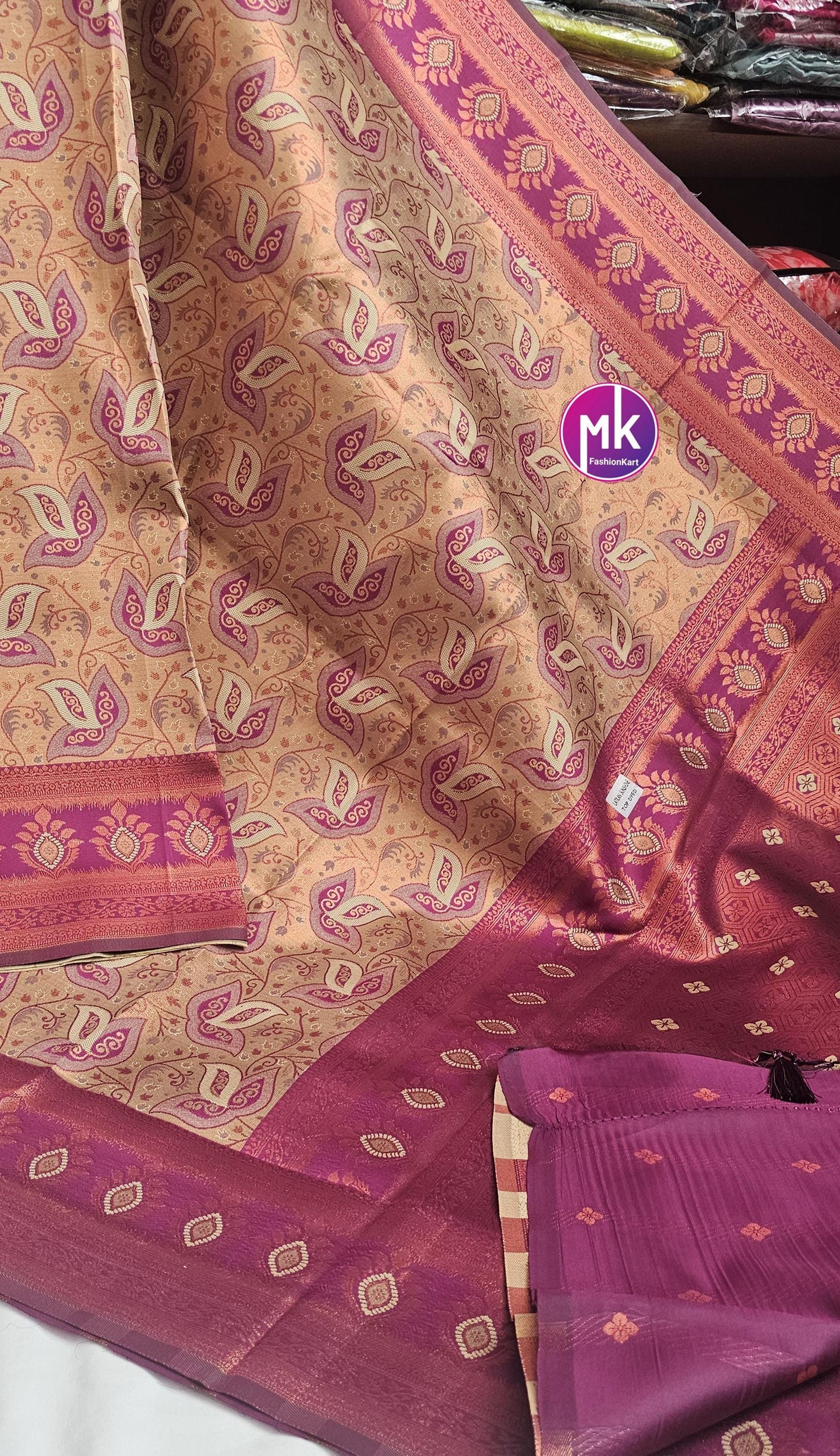 Semi kanchipuram Fancy Silk Saree - Exclusive banarasi kanchipuram designs - Wedding Saree w running blouse - Bridal Saree - MK Fashionkart