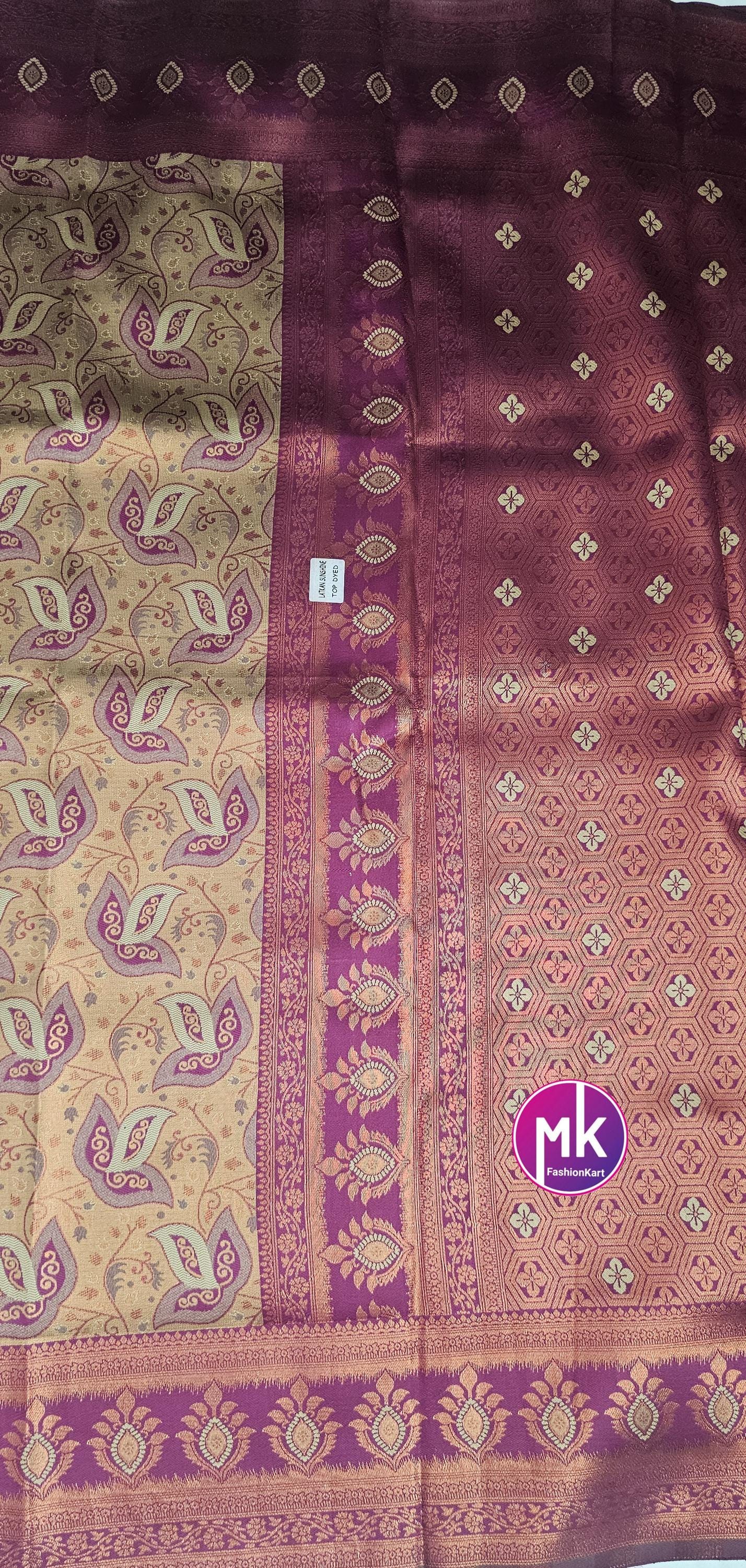 Semi kanchipuram Fancy Silk Saree - Exclusive banarasi kanchipuram designs - Wedding Saree w running blouse - Bridal Saree - MK Fashionkart