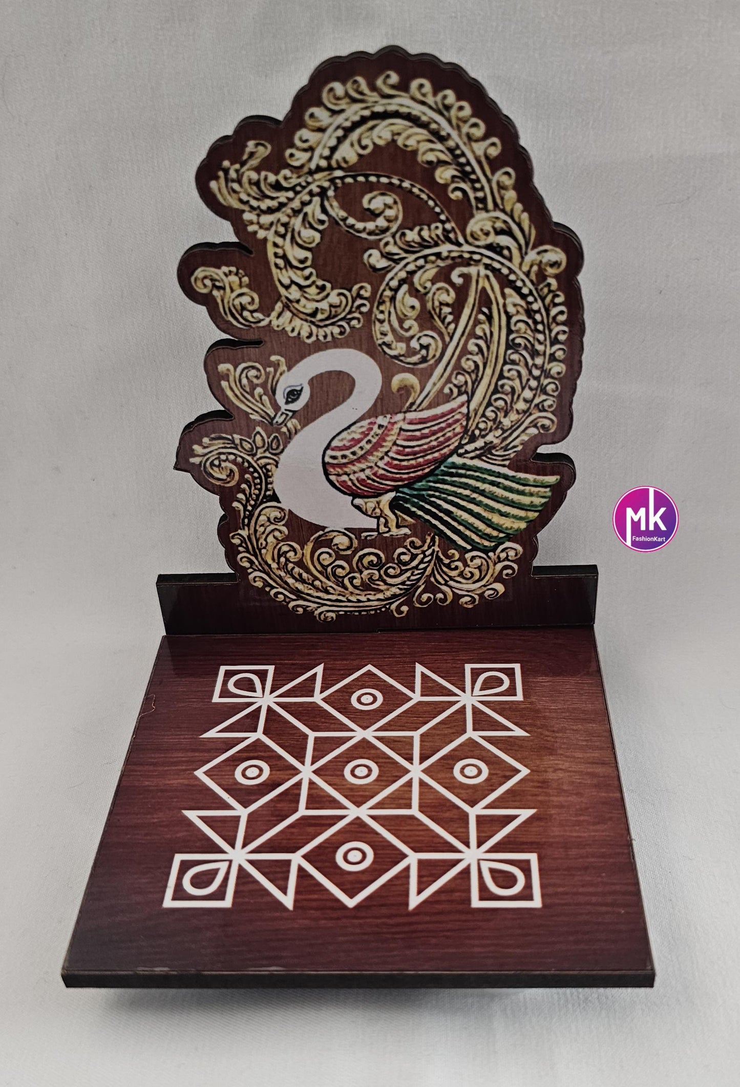 Handmade peacock Kolam Diya stand - House warming Gift, Pooja Decor, Pooja return gift - MK Fashionkart