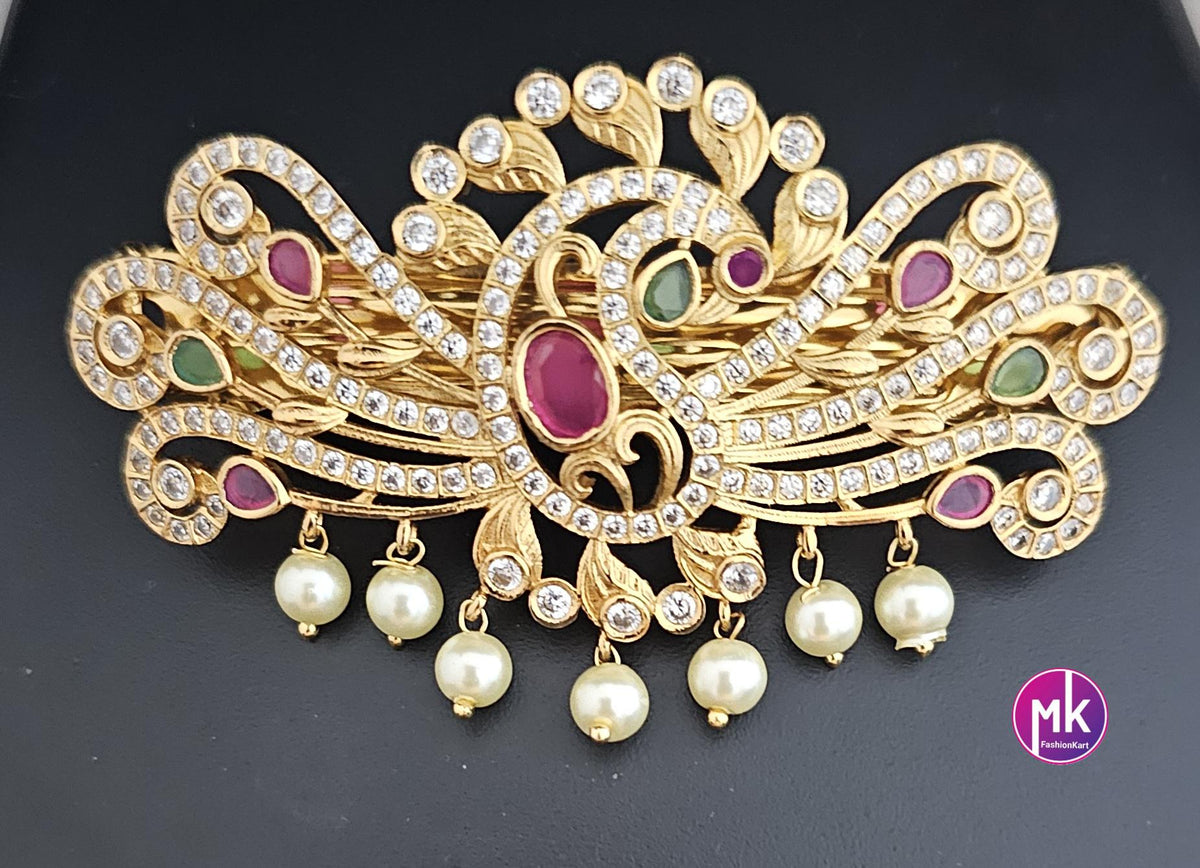 Peacock design Premium Quality AD stone Multi-color Hair Clip/Hair Accessories/Party Hair Clip -  MK Fashionkart - Indian Fashion Jewelry