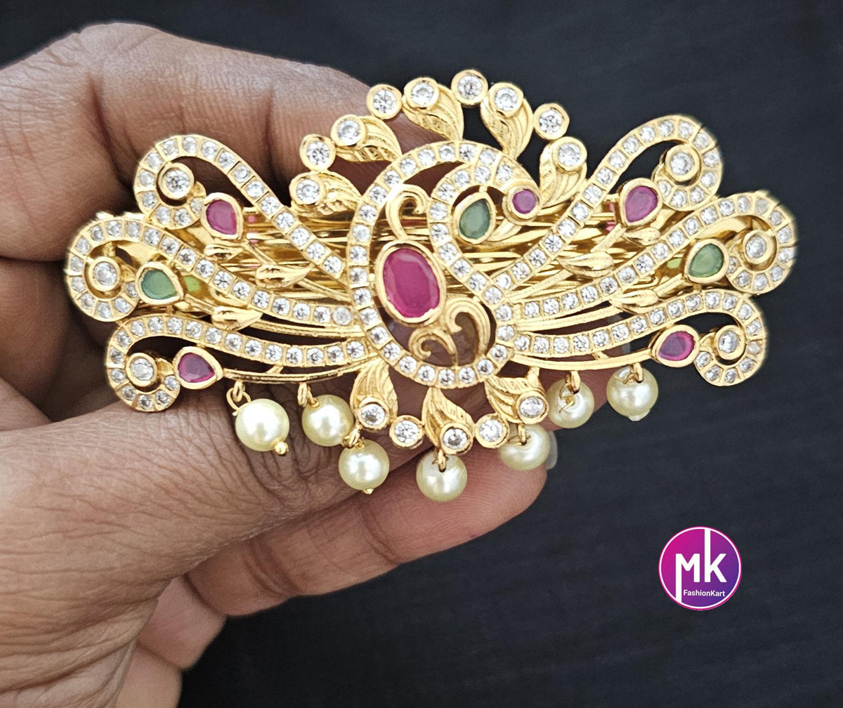 Peacock design Premium Quality AD stone Multi-color Hair Clip/Hair Accessories/Party Hair Clip -  MK Fashionkart - Indian Fashion Jewelry