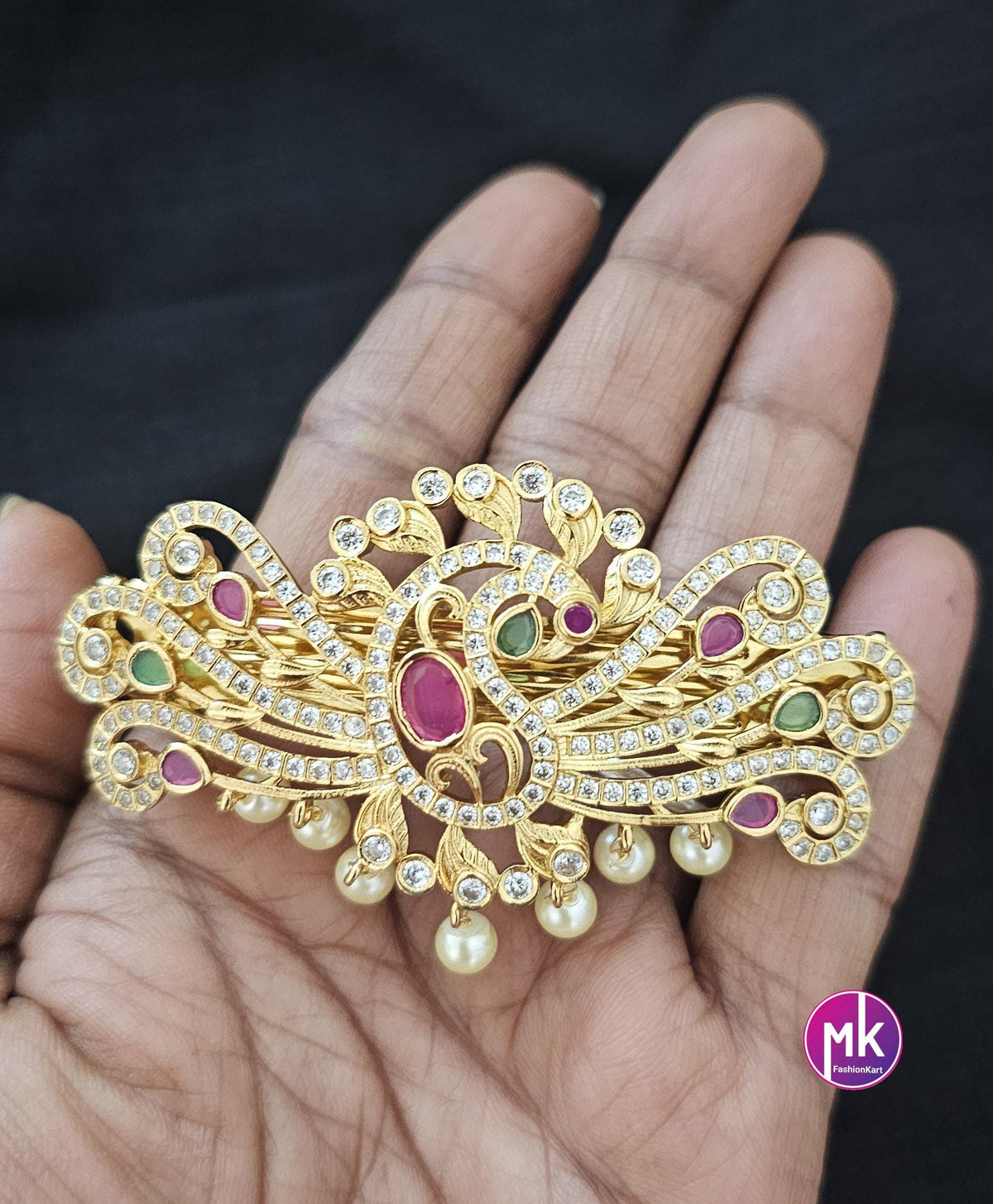 Peacock design Premium Quality AD stone Multi-color Hair Clip/Hair Accessories/Party Hair Clip -  MK Fashionkart - Indian Fashion Jewelry