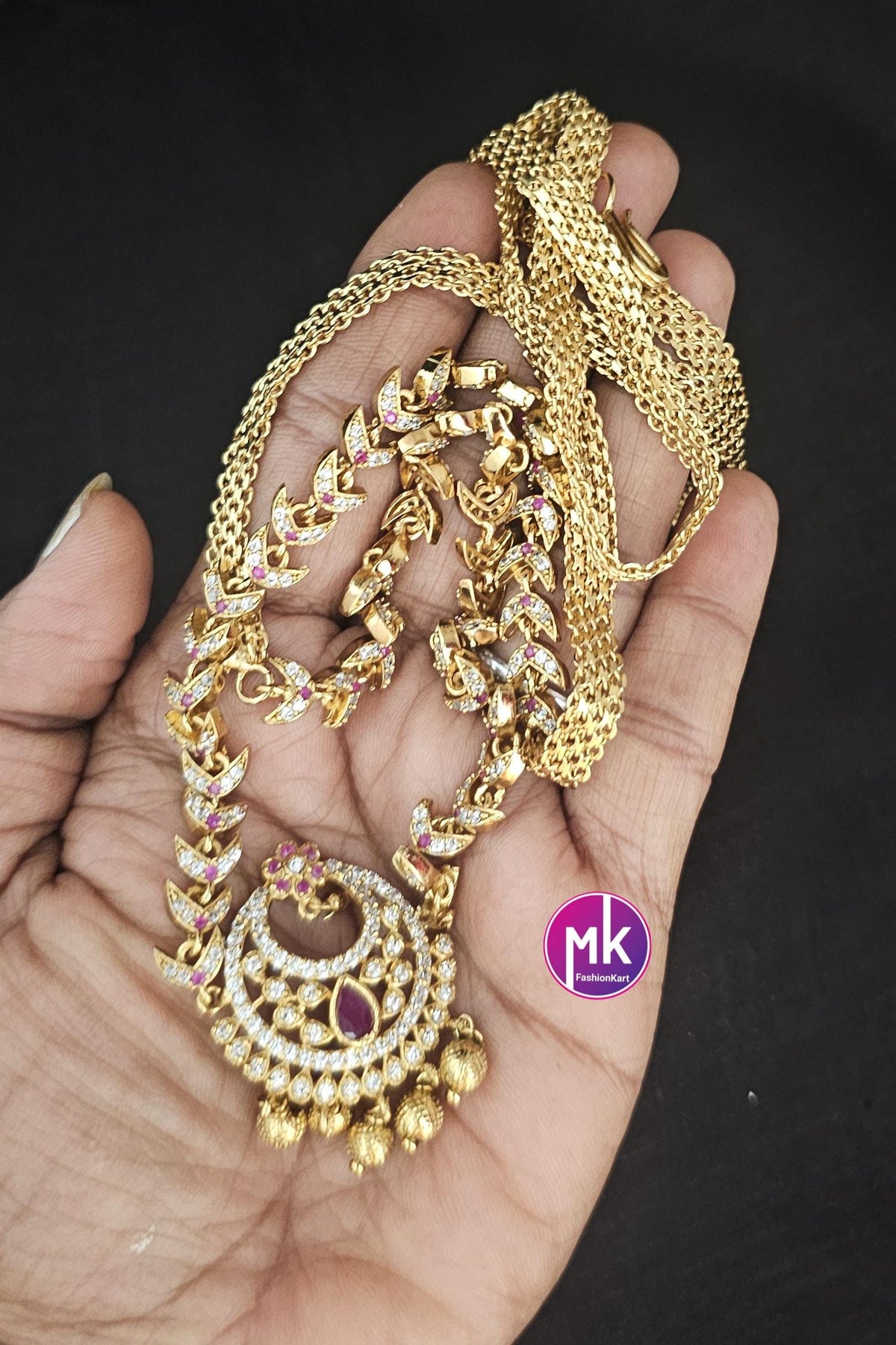 Premium Quality AD Stone Hip Belt with pearl hangings - MK Fashionkart -Fashion Jewelry - Indian Jewelry