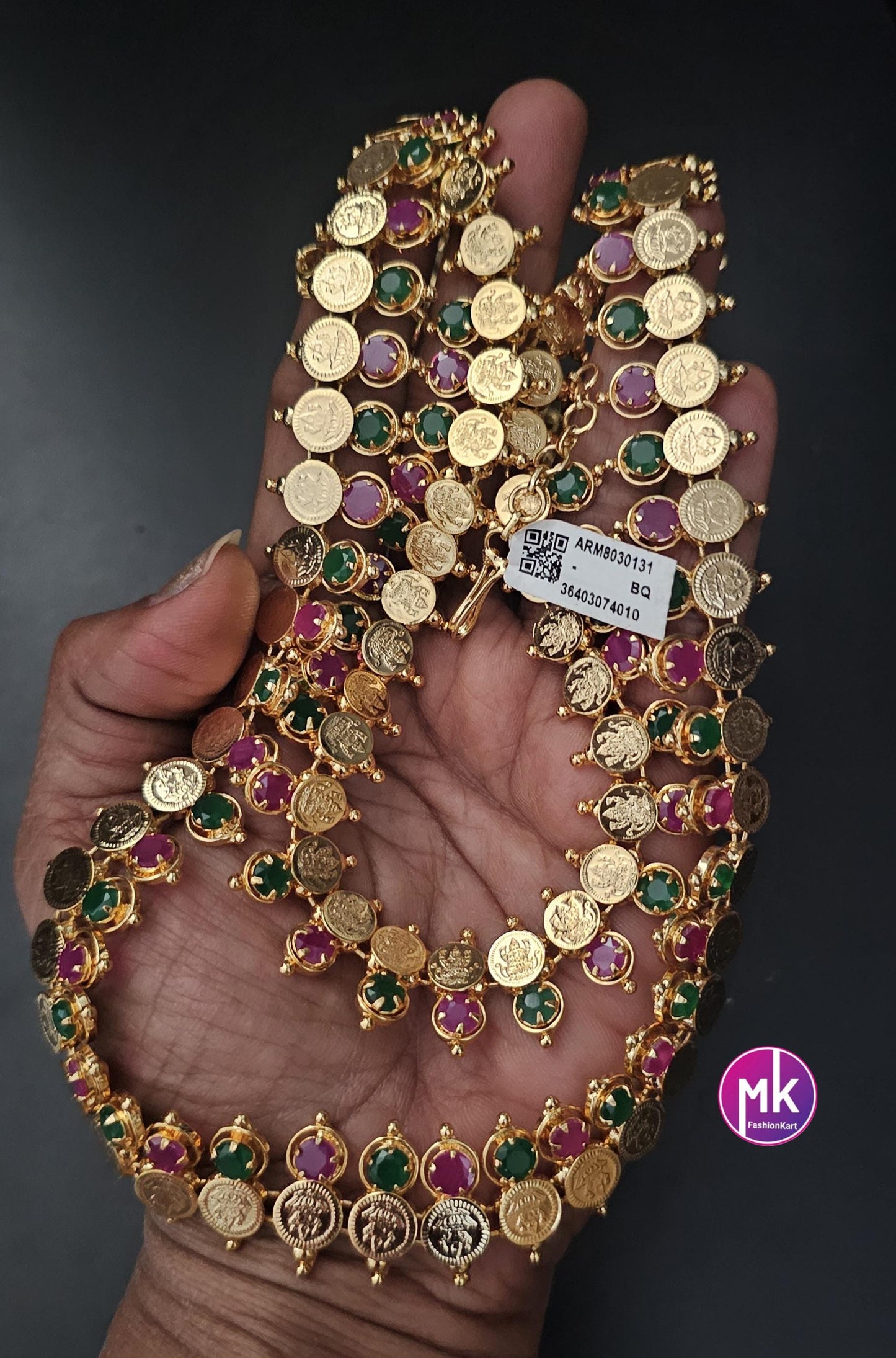 Lakshmi Premium quality Combo Multi-color AD Gold finish Combo set - Gold Jewelry Replica - Bridal Haram - MK Fashionkart