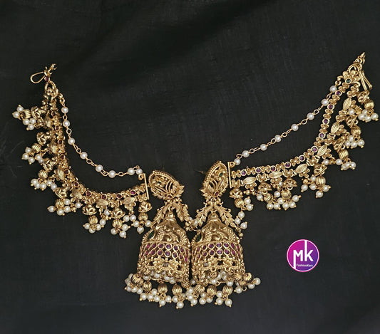 Premium Quality premium gold polish (very) Big Jhumka with attached mattal/matti  - MK Fashionkart - Fashion Jewelry - MK Fashionkart