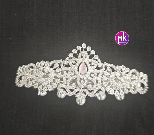Peacock Flower design Premium Quality Silver finish AD stone Hair Clip/Hair Accessories - MK Fashionkart - Fashion Jewelry