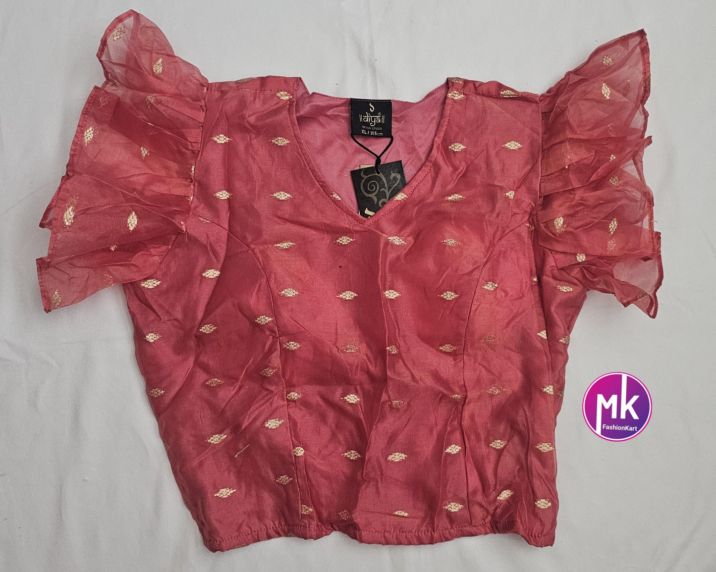 Readymade Multi-color Crop top for Saree/Lehenga - Princess cut with padded - Size XL (105 cm) - MK Fashionkart
