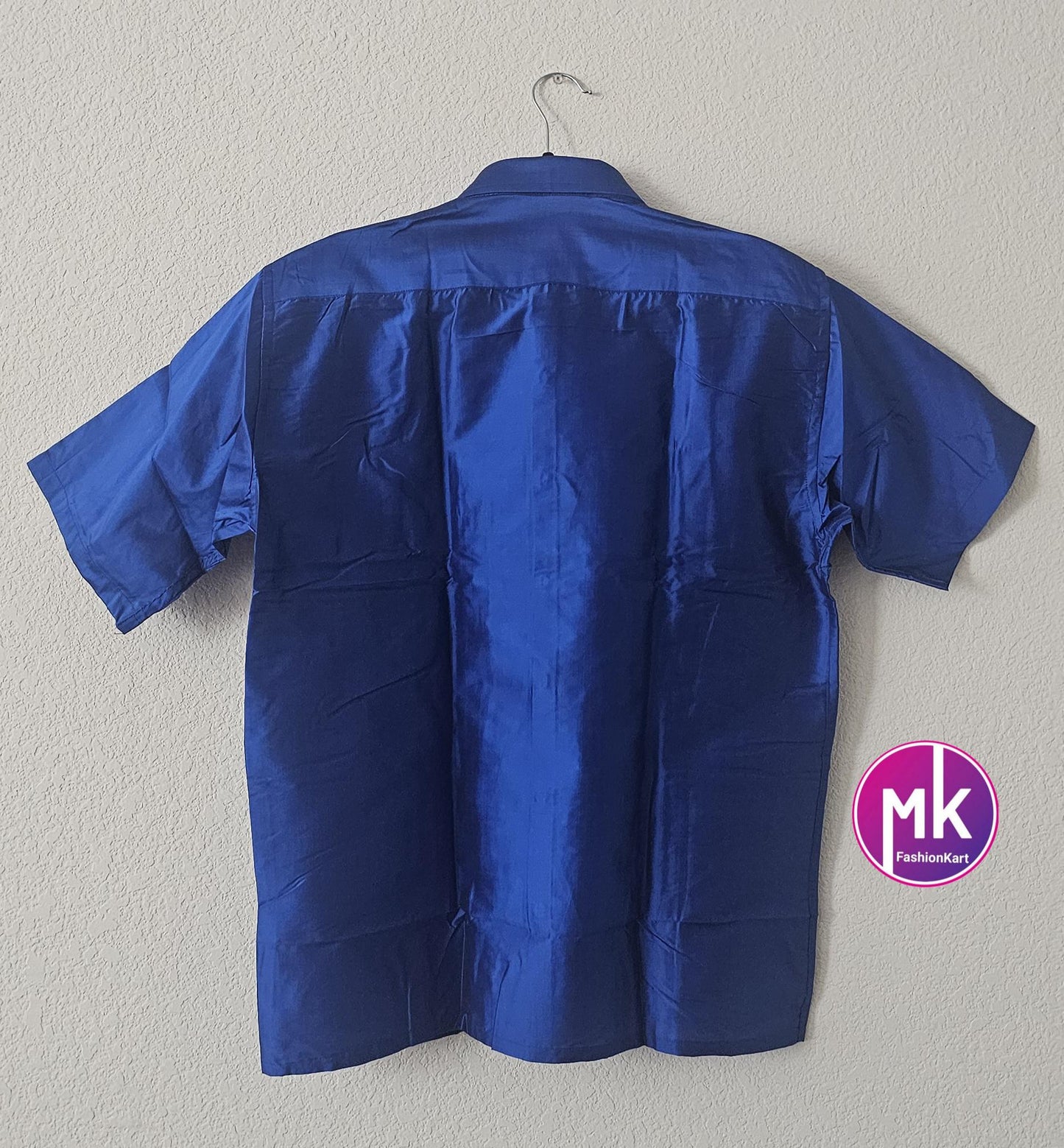 Men's Silk Cotton Shirt - Half Hand - Size 44 - XXL Size - Wedding/Partywear Shirt - MK Fashionkart - Indian Dresses