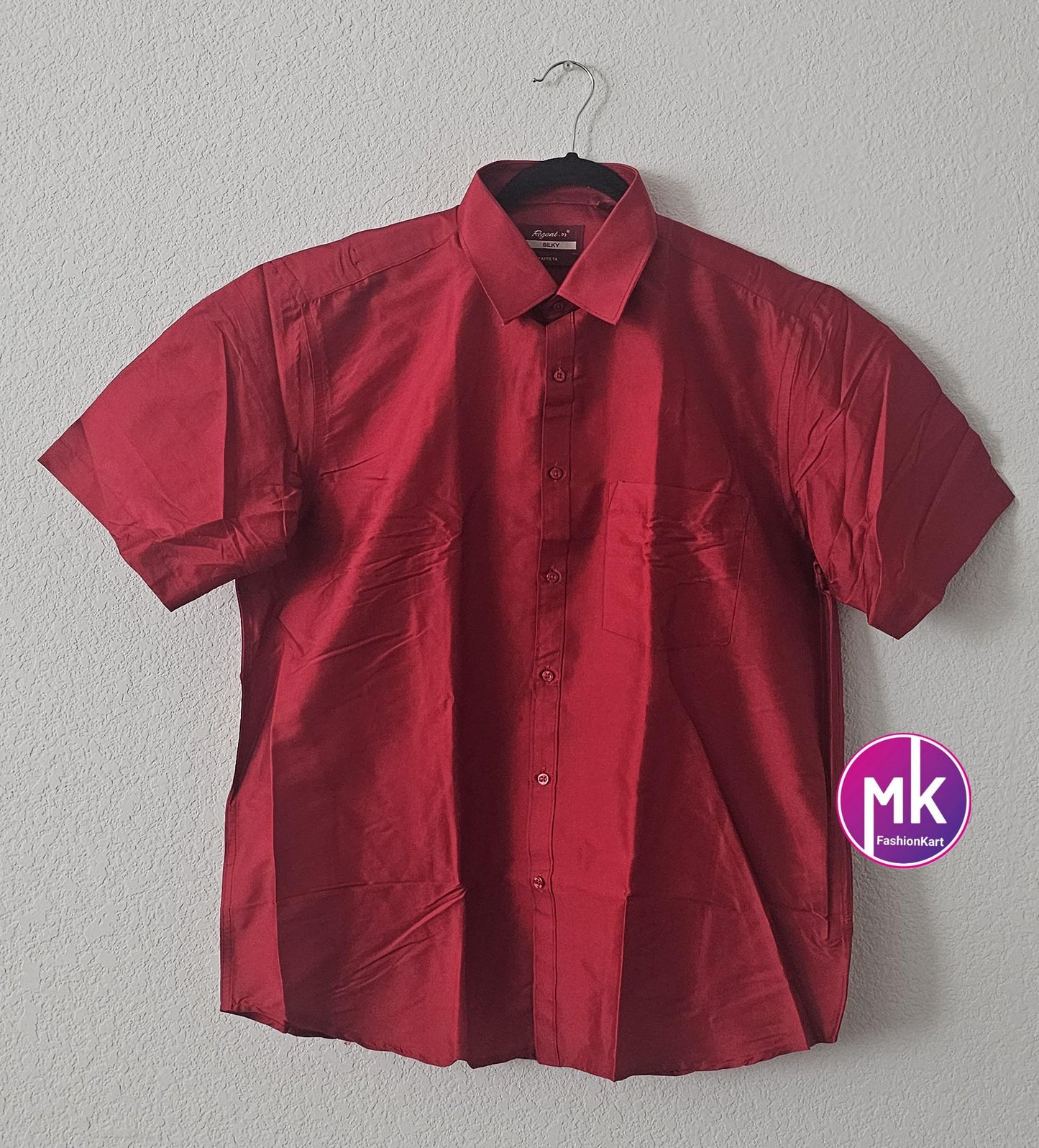 Men's Silk Cotton Shirt - Half Hand - Size 44 - XXL Size - Wedding/Partywear Shirt - MK Fashionkart - Indian Dresses