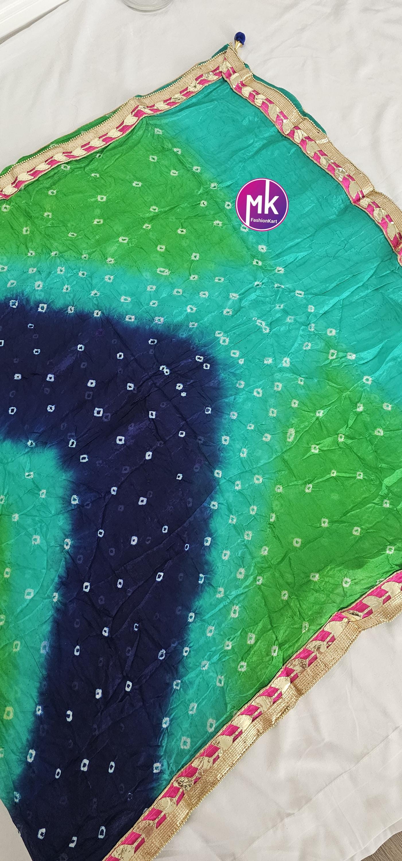 Beautiful attractive Rajasthani art Silk bandhini Dupatta - Partywear Dupatta - MK Fashionkart