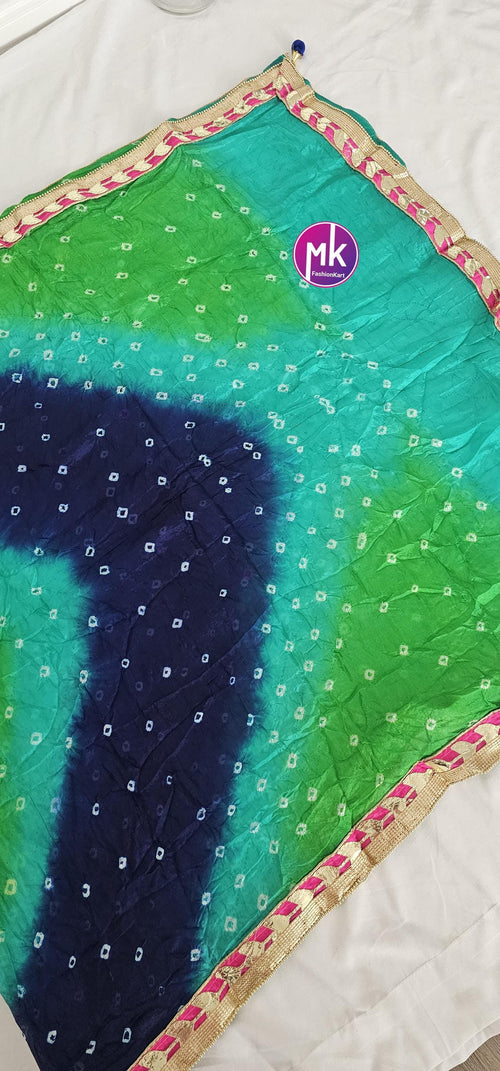 Beautiful attractive Rajasthani art Silk bandhini Dupatta - Partywear Dupatta - MK Fashionkart