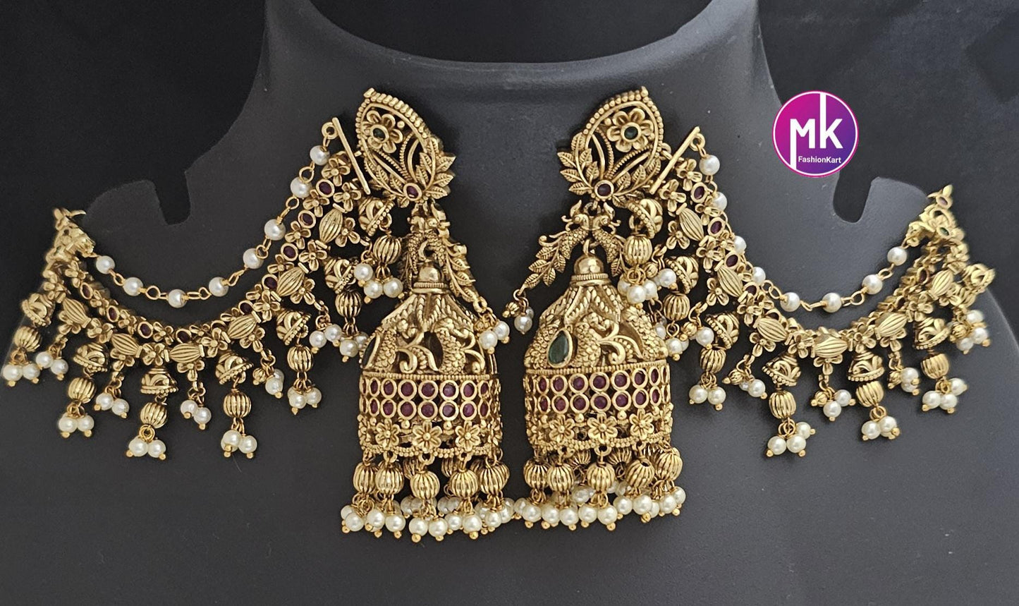 Premium Quality premium gold polish (very) Big Jhumka with attached mattal/matti  - MK Fashionkart - Fashion Jewelry - MK Fashionkart