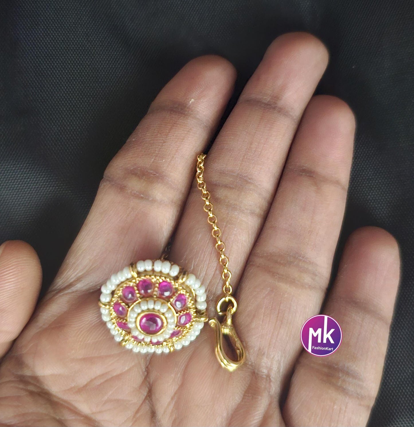 Bollywood style studded Rajasthani Borla Maang Tikka - Head piece - Wedding Tikka - MK Fashionkart - Indian Fashion Jewelry