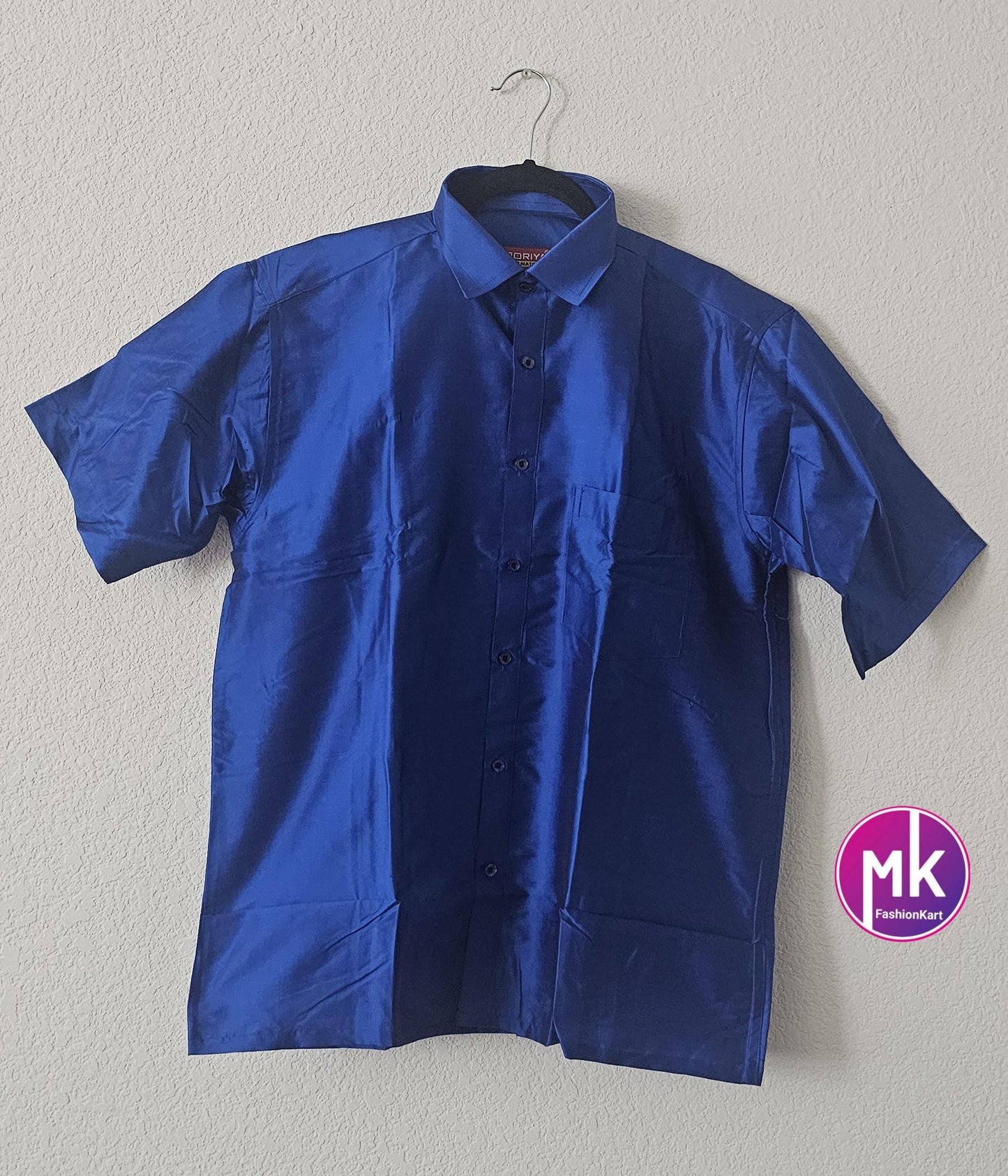 Men's Silk Cotton Shirt - Half Hand - Size 44 - XXL Size - Wedding/Partywear Shirt - MK Fashionkart - Indian Dresses