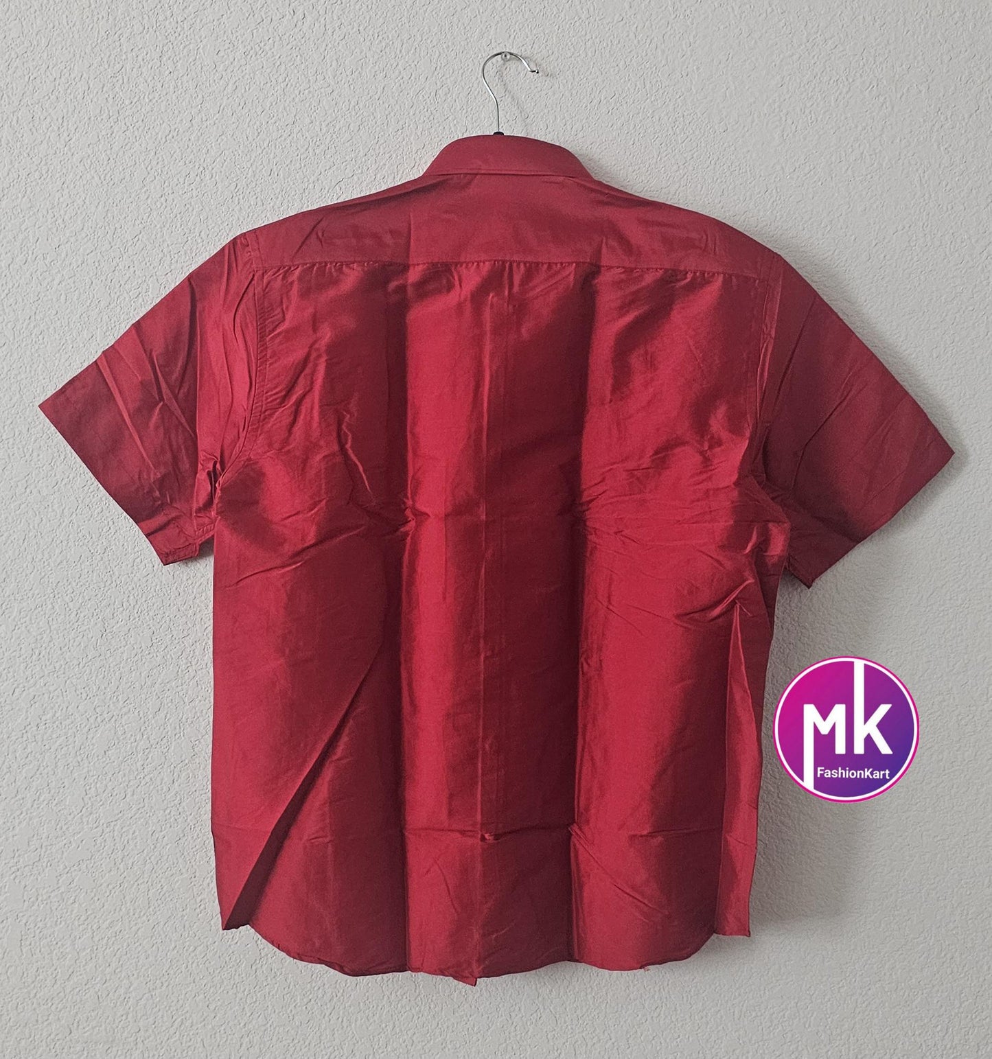 Men's Silk Cotton Shirt - Half Hand - Size 44 - XXL Size - Wedding/Partywear Shirt - MK Fashionkart - Indian Dresses