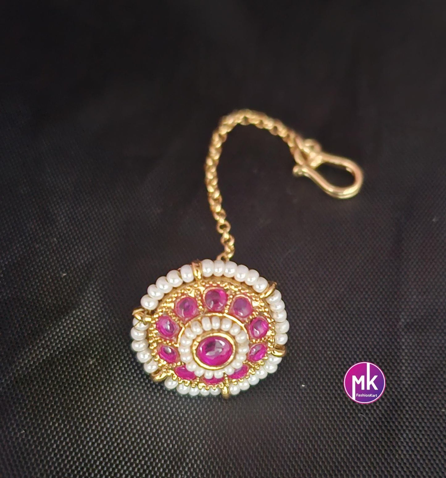 Bollywood style studded Rajasthani Borla Maang Tikka - Head piece - Wedding Tikka - MK Fashionkart - Indian Fashion Jewelry