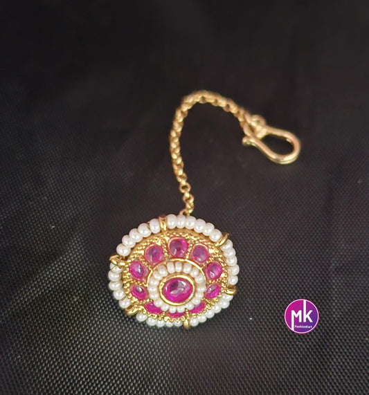 Bollywood style studded Rajasthani Borla Maang Tikka - Head piece - Wedding Tikka - MK Fashionkart - Indian Fashion Jewelry