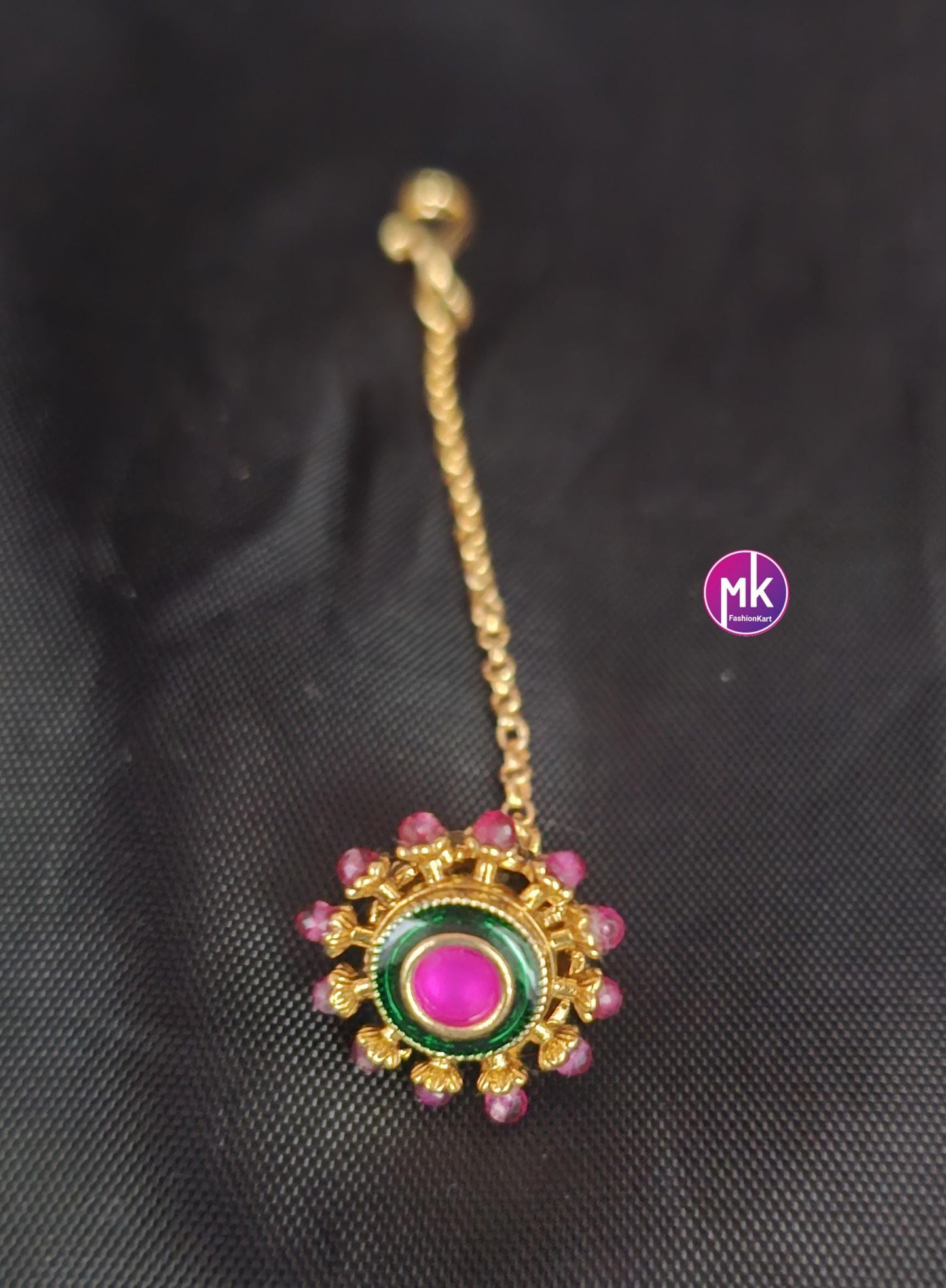 Bollywood style studded Rajasthani Borla Maang Tikka - Head piece - Wedding Tikka - MK Fashionkart - Indian Fashion Jewelry