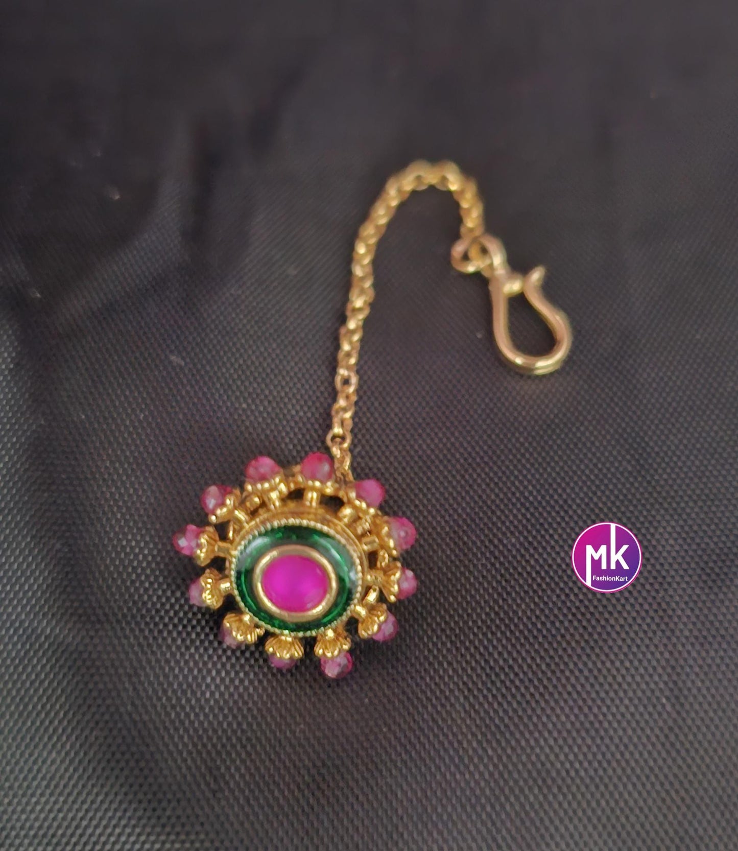 Bollywood style studded Rajasthani Borla Maang Tikka - Head piece - Wedding Tikka - MK Fashionkart - Indian Fashion Jewelry