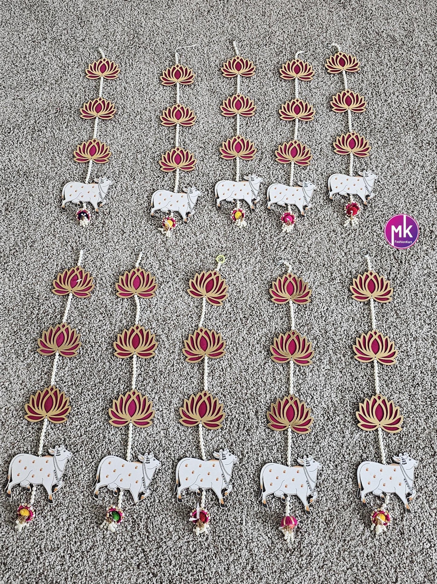 Lotus and pichwai cow hanging for Home Decor/Pooja Decor//Mahendi function/Wedding/Housewarming - Backdrop/Mandir/Wall decor- MK Fashionkart