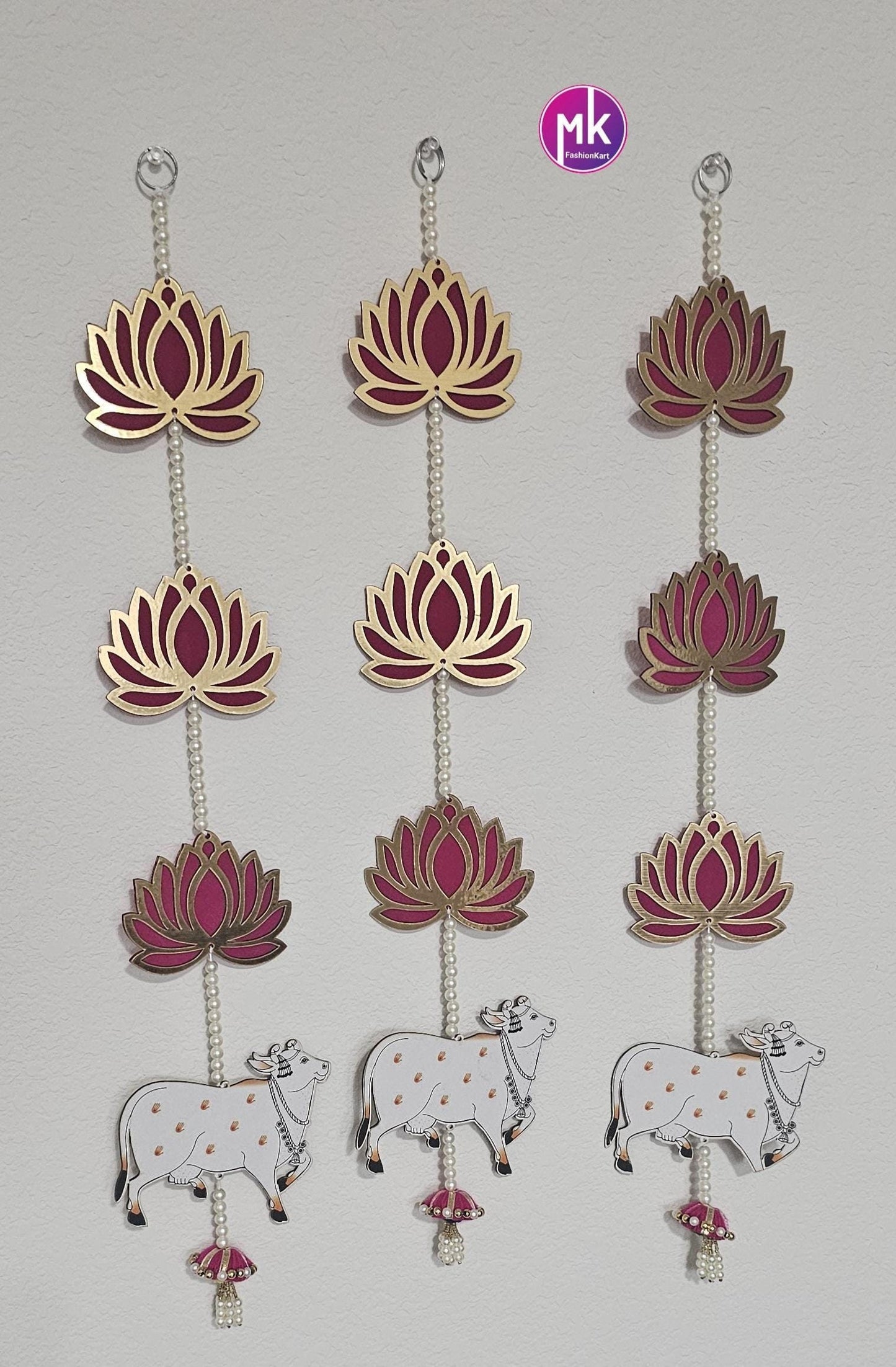 Lotus and pichwai cow hanging for Home Decor/Pooja Decor//Mahendi function/Wedding/Housewarming - Backdrop/Mandir/Wall decor- MK Fashionkart