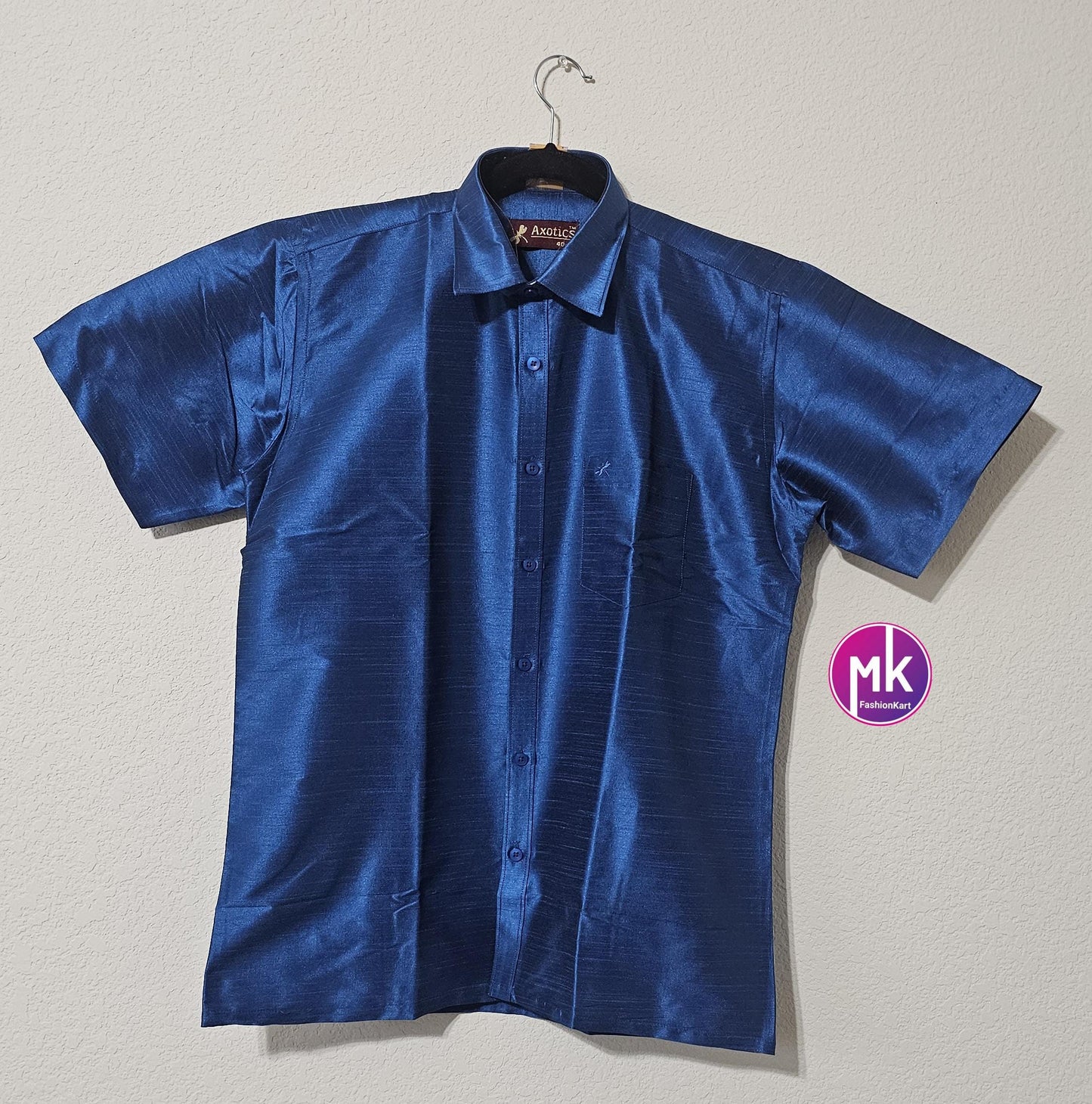 Men's Silk Cotton Shirt - Half Hand - Vibrant color Silk Shirts - Size 40 - L Size - Partywear Shirt - MK Fashionkart - Indian Dresses
