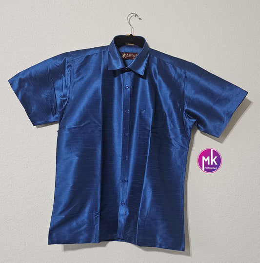 Men's Silk Cotton Shirt - Half Hand - Vibrant color Silk Shirts - Size 40 - L Size - Partywear Shirt - MK Fashionkart - Indian Dresses