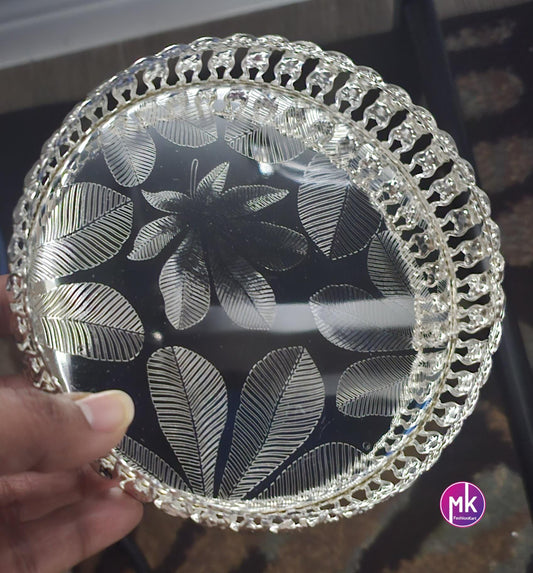 German Silver Pooja Tray for religious ceremonies/Decorative item/House warming Gift, Pooja return gift - MK Fashionkart
