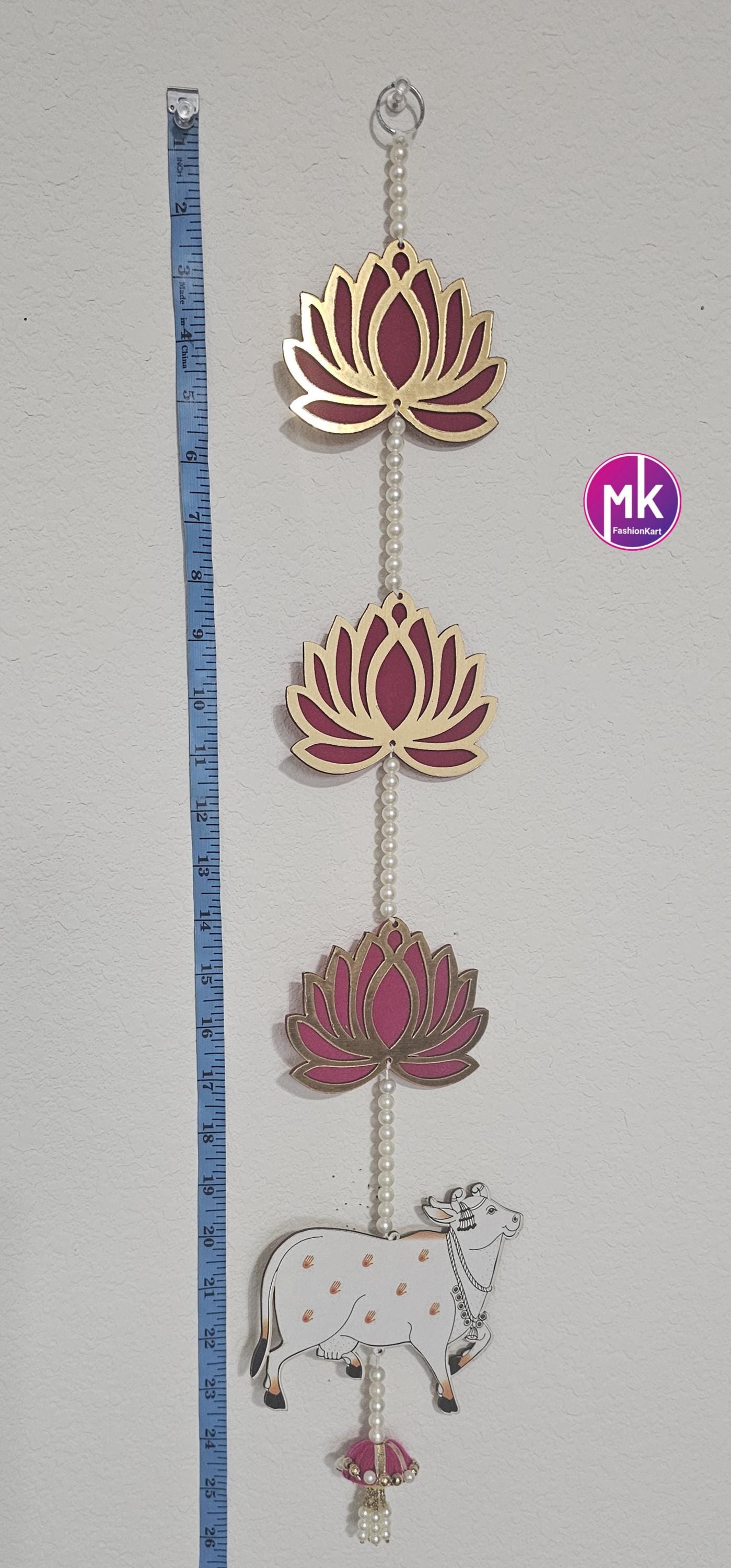 Lotus and pichwai cow hanging for Home Decor/Pooja Decor//Mahendi function/Wedding/Housewarming - Backdrop/Mandir/Wall decor- MK Fashionkart