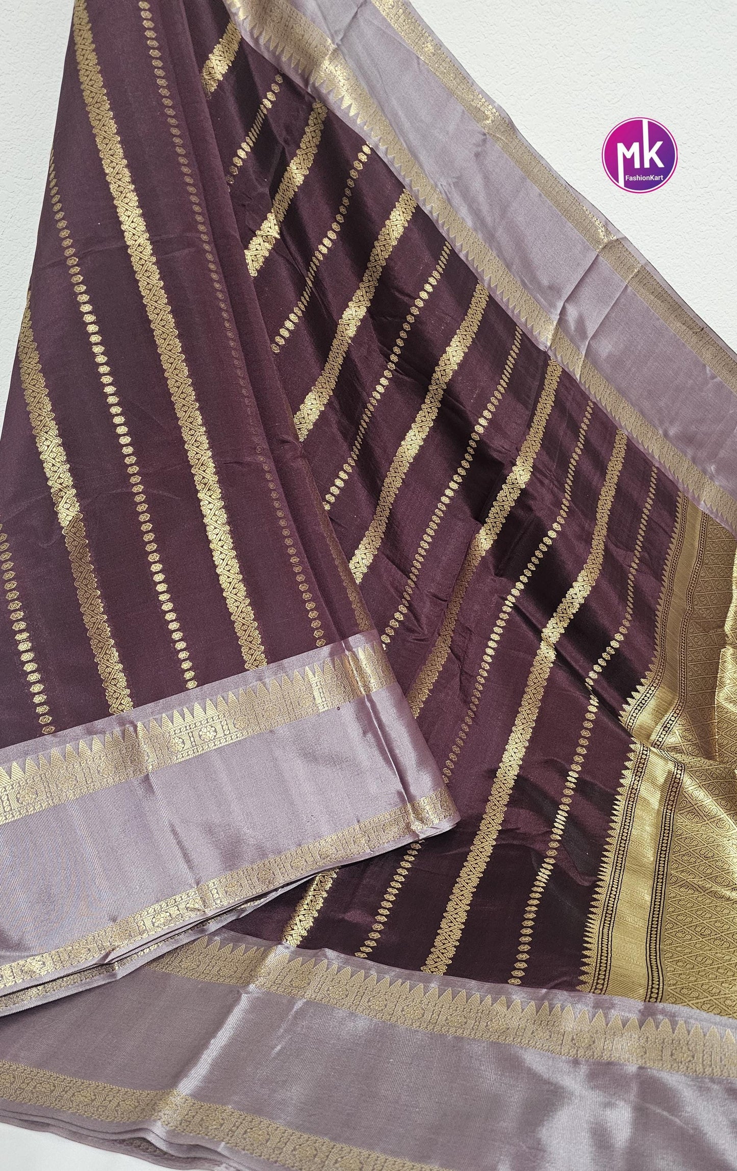 Banarasi Soft Silk Saree - Satin border both side w unique colors with Jacquard rich pallu and running blouse (unstitched) - MK Fashionkart