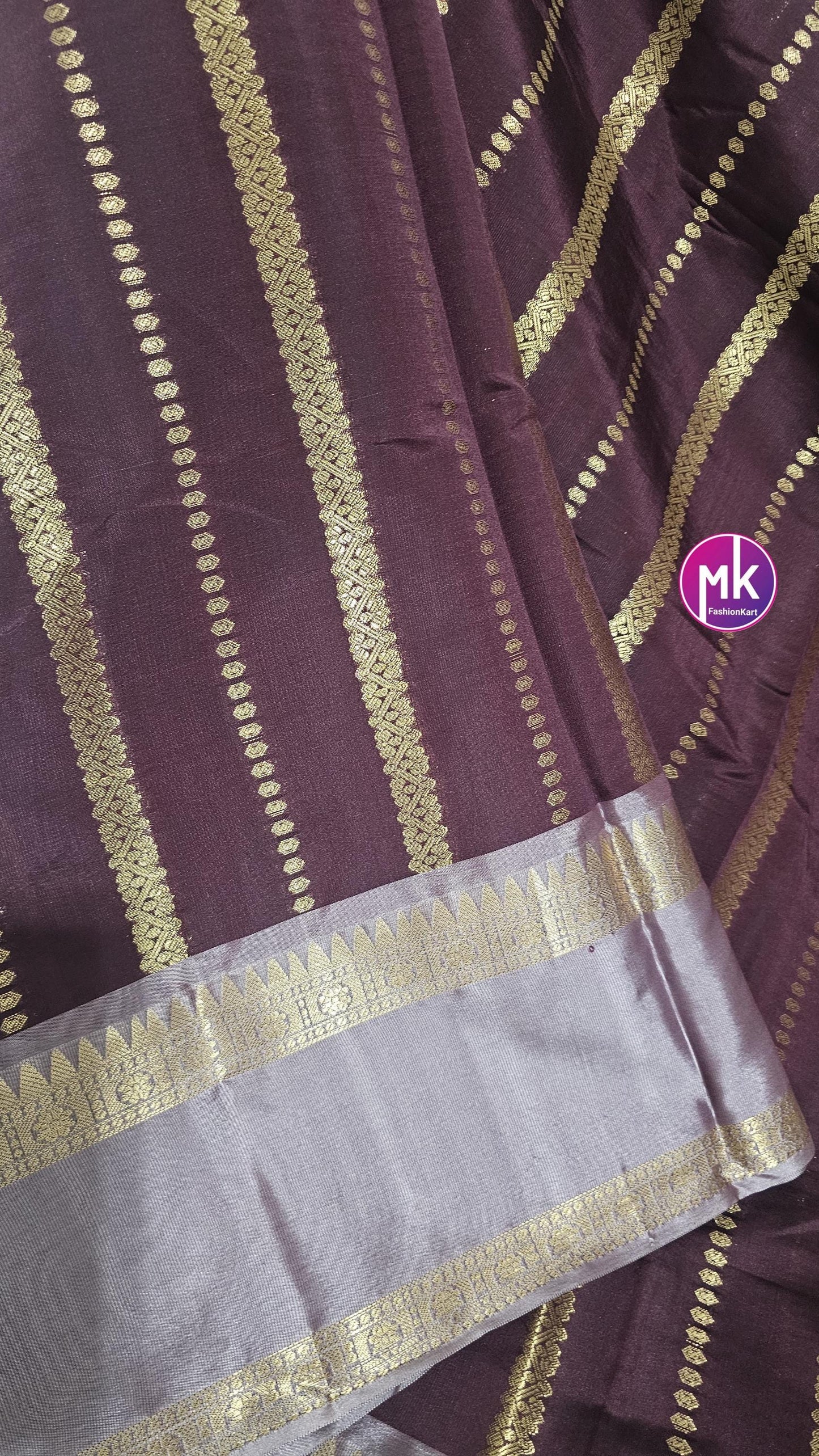Banarasi Soft Silk Saree - Satin border both side w unique colors with Jacquard rich pallu and running blouse (unstitched) - MK Fashionkart