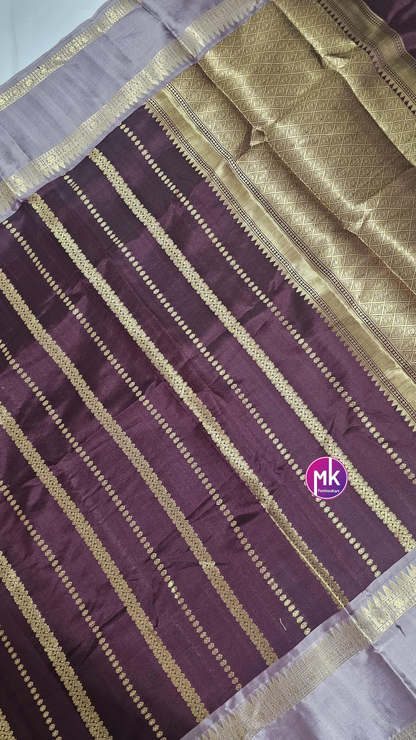 Banarasi Soft Silk Saree - Satin border both side w unique colors with Jacquard rich pallu and running blouse (unstitched) - MK Fashionkart