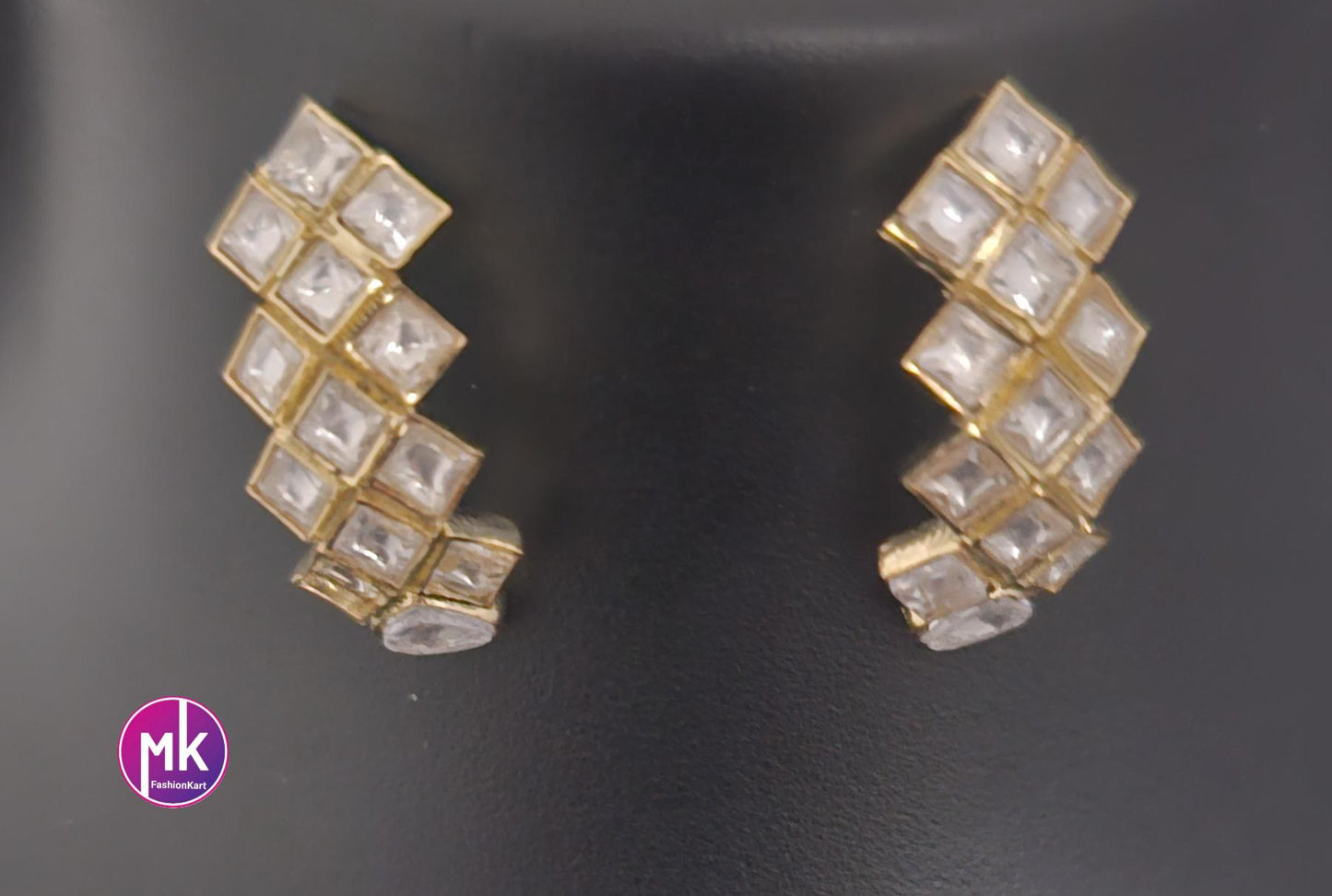 Celebrity style Moissanite stone Earrings - Sabyasachi type Earrings - Wedding Studs - Bridal Studs - Gold stone Studs - MK Fashionkart