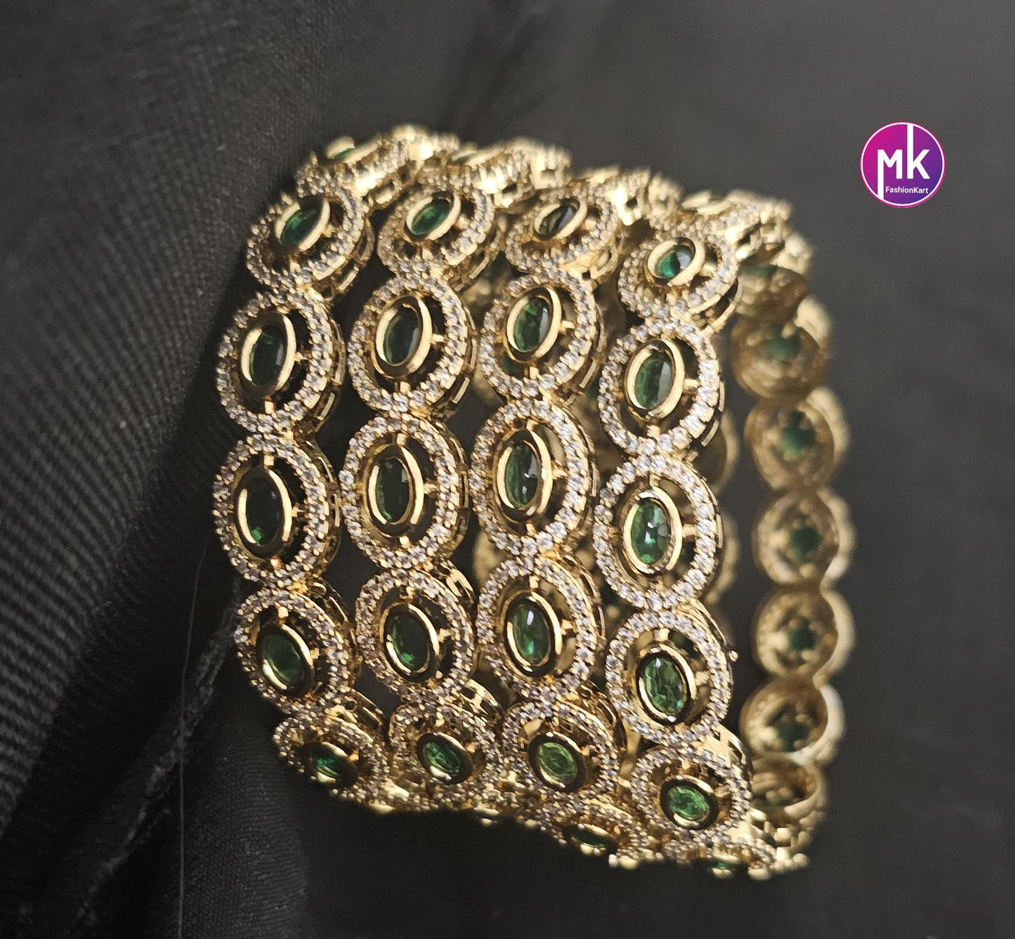 Celebrity style Bridal Victorian Emerald Combo set - Premium quality Victorian Polish Combo AD/CZ stone Combo set - MK Fashionkart