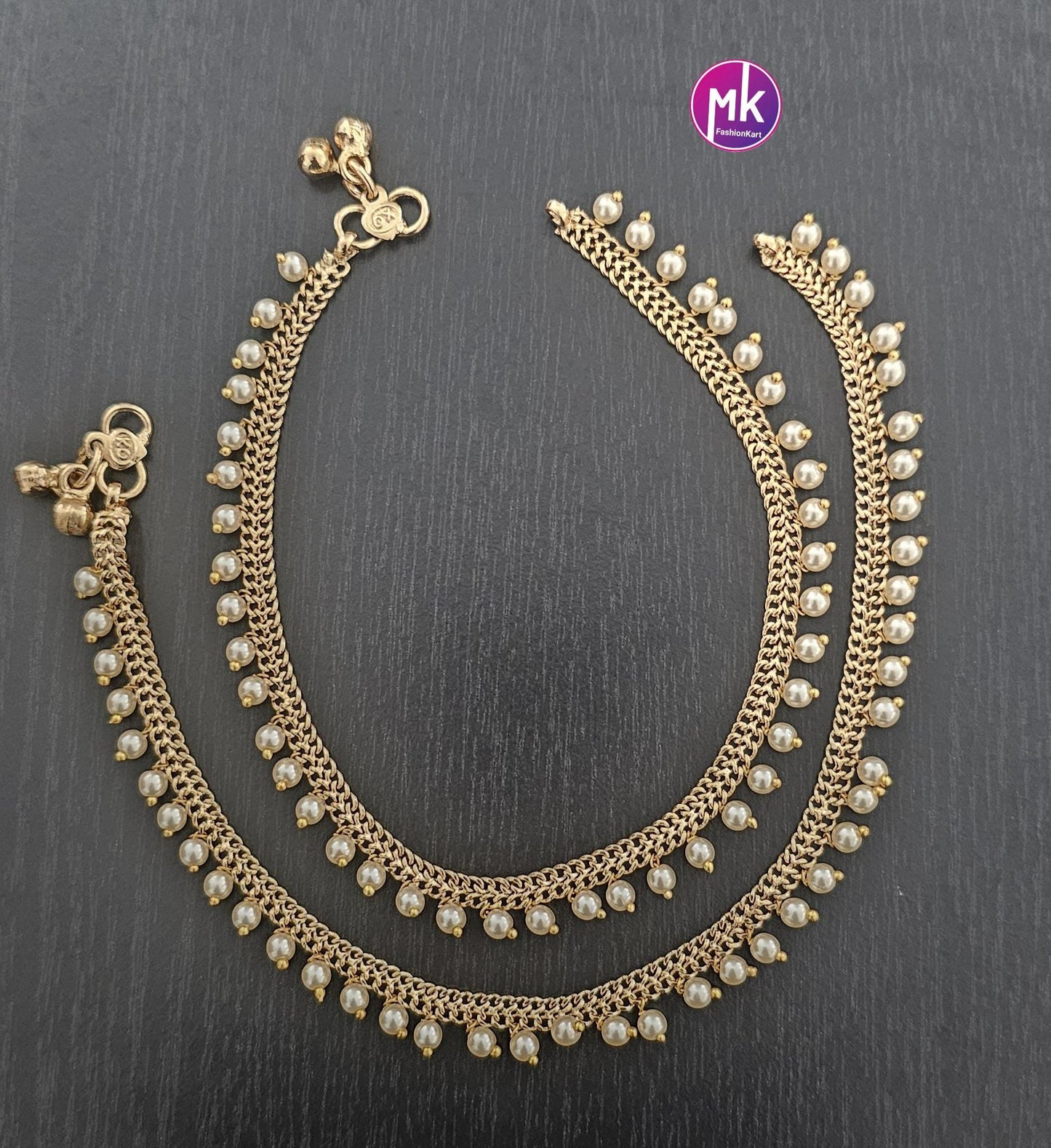 Gold finish Premium Quality Pearl hanging Anklet/Leg chain/kolusu - MK Fashionkart - Indian Fashion Jewelry