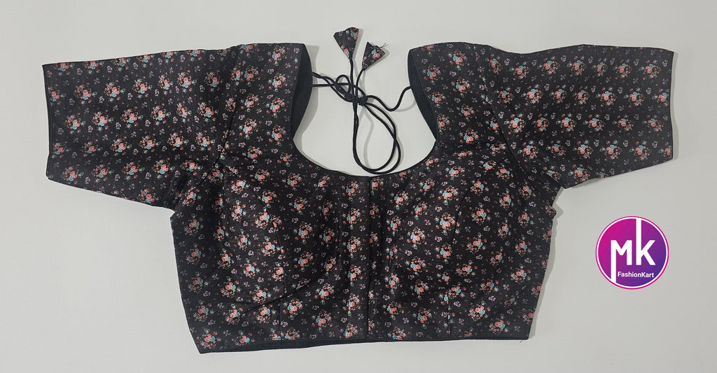 Readymade Saree Blouse - Silk base Floral design Blouses with princess cut for Saree/Lehenga - Blouse size 36 - MK Fashionkart