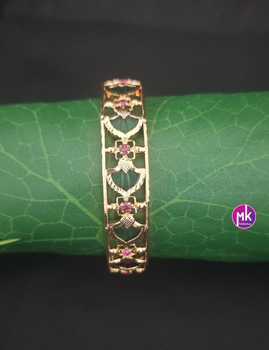 Premium Gold finish Palakka Green Traditional kerala Bangle - One Bangle Per Order - Size 2.4, 2.6, 2.8 - Fashion Jewelry - MK Fashionkart