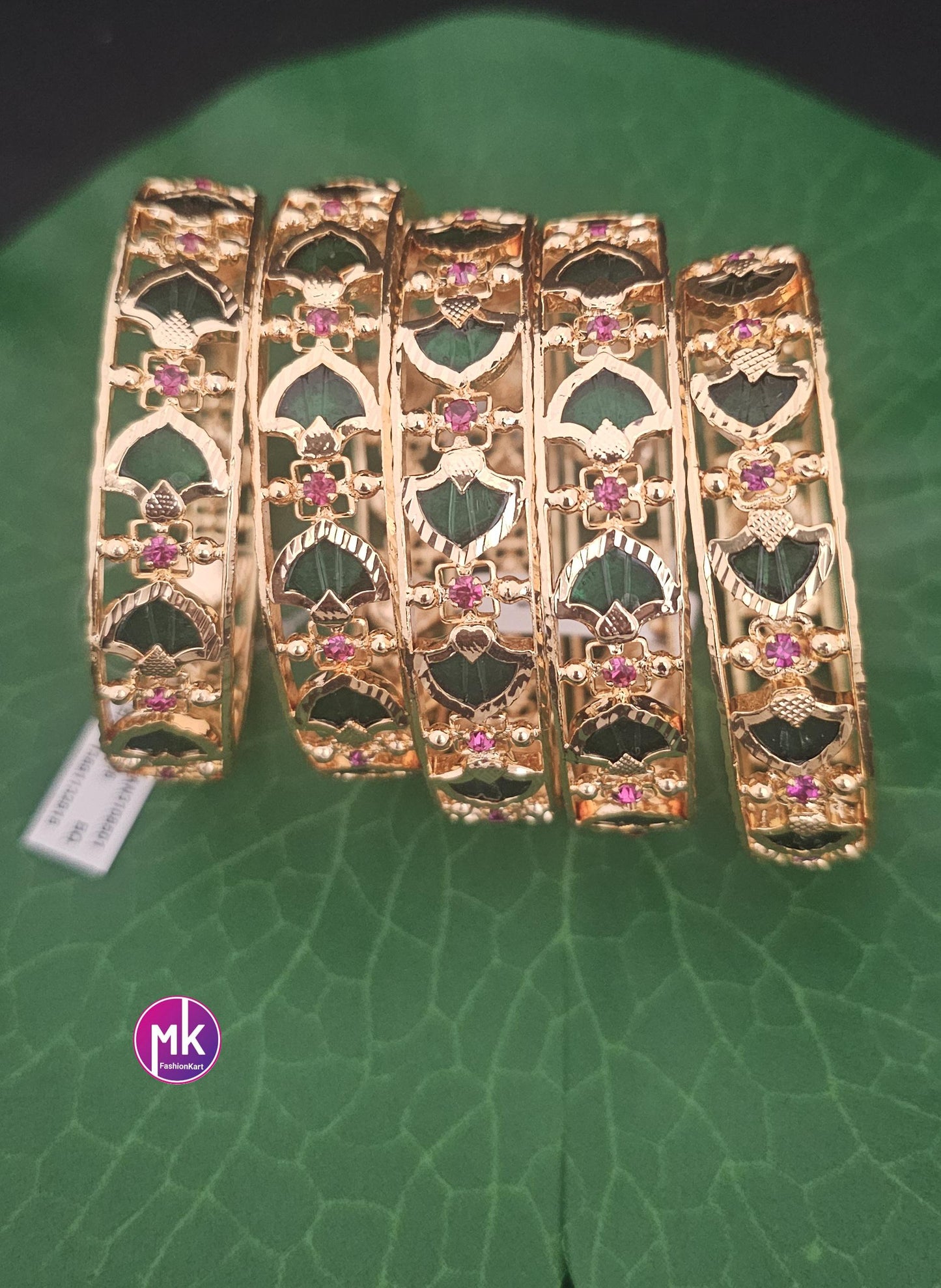 Premium Gold finish Palakka Green Traditional kerala Bangle - One Bangle Per Order - Size 2.4, 2.6, 2.8 - Fashion Jewelry - MK Fashionkart
