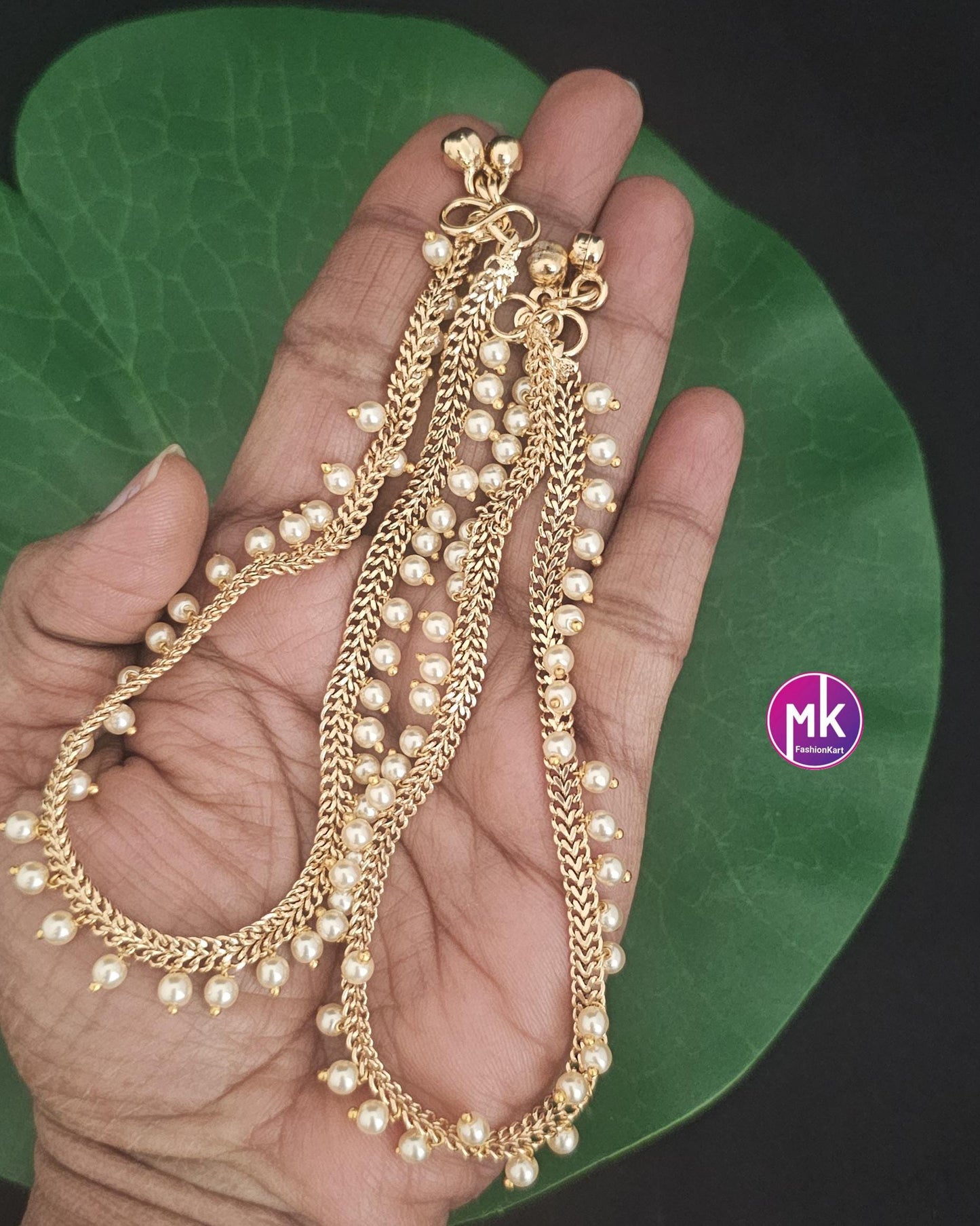 Gold finish Premium Quality Pearl hanging Anklet/Leg chain/kolusu - MK Fashionkart - Indian Fashion Jewelry