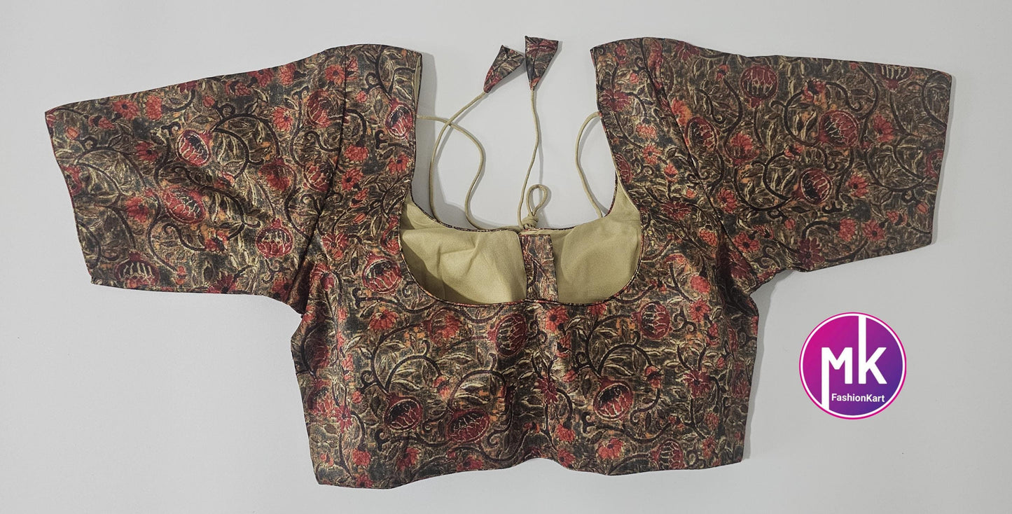 Readymade Saree Blouse - Silk base Floral design Blouses with princess cut for Saree/Lehenga - Blouse size 36 - MK Fashionkart