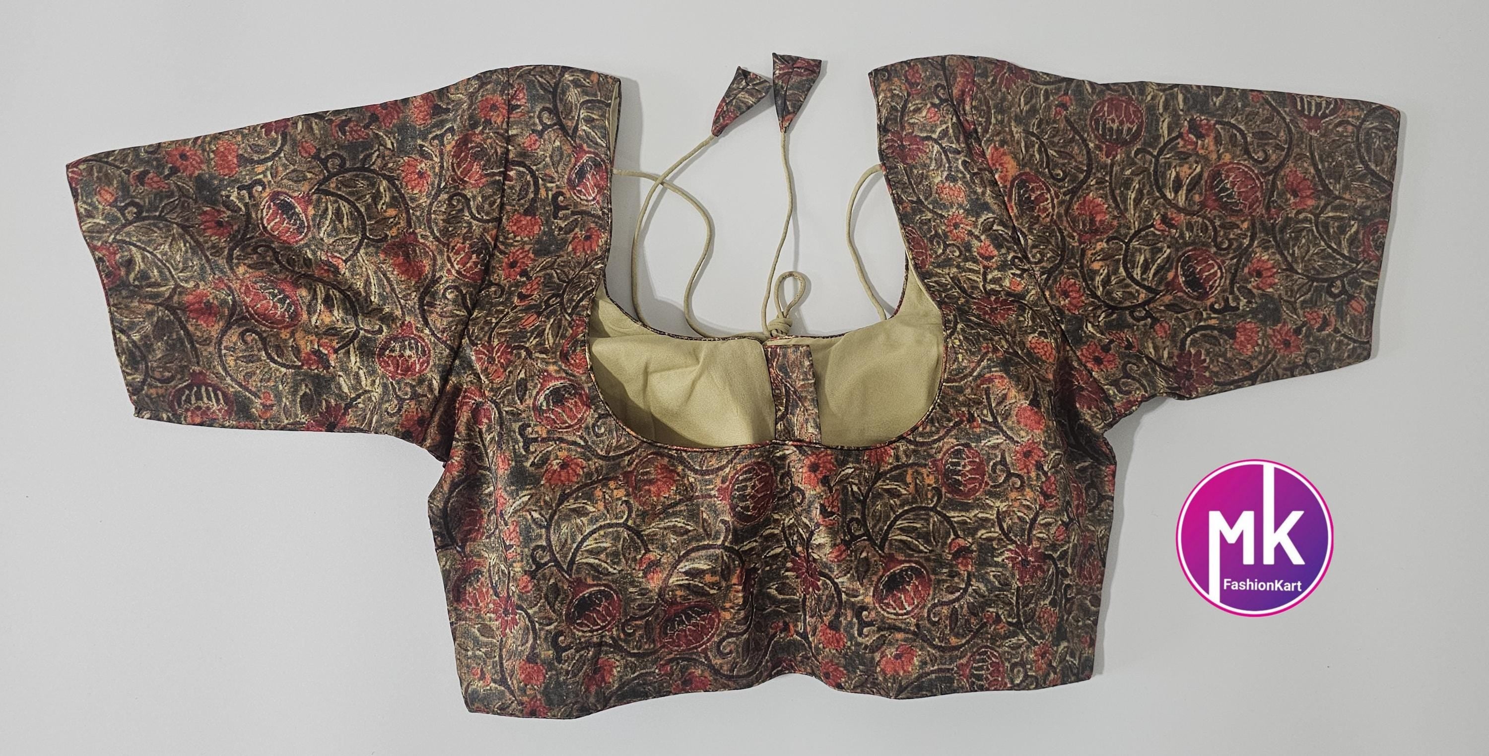 Readymade Saree Blouse - Silk base Floral design Blouses with princess cut for Saree/Lehenga - Blouse size 36 - MK Fashionkart