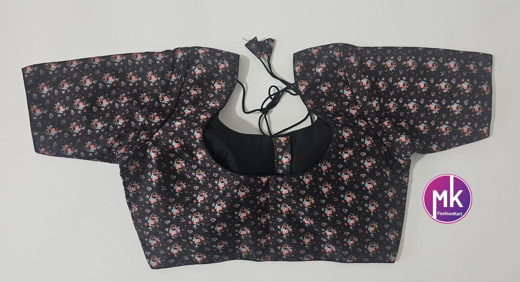 Readymade Saree Blouse - Silk base Floral design Blouses with princess cut for Saree/Lehenga - Blouse size 36 - MK Fashionkart