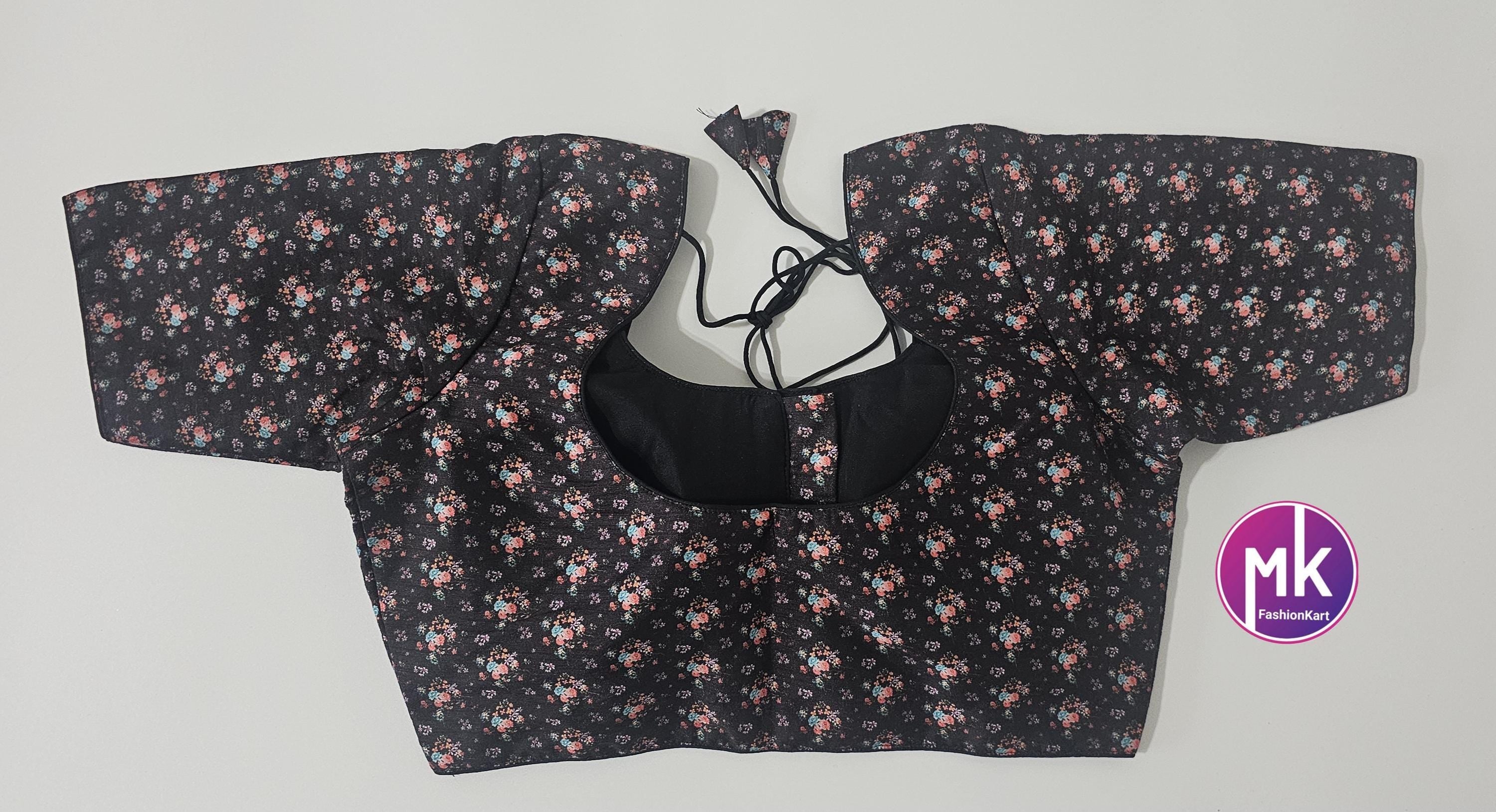 Readymade Saree Blouse - Silk base Floral design Blouses with princess cut for Saree/Lehenga - Blouse size 36 - MK Fashionkart