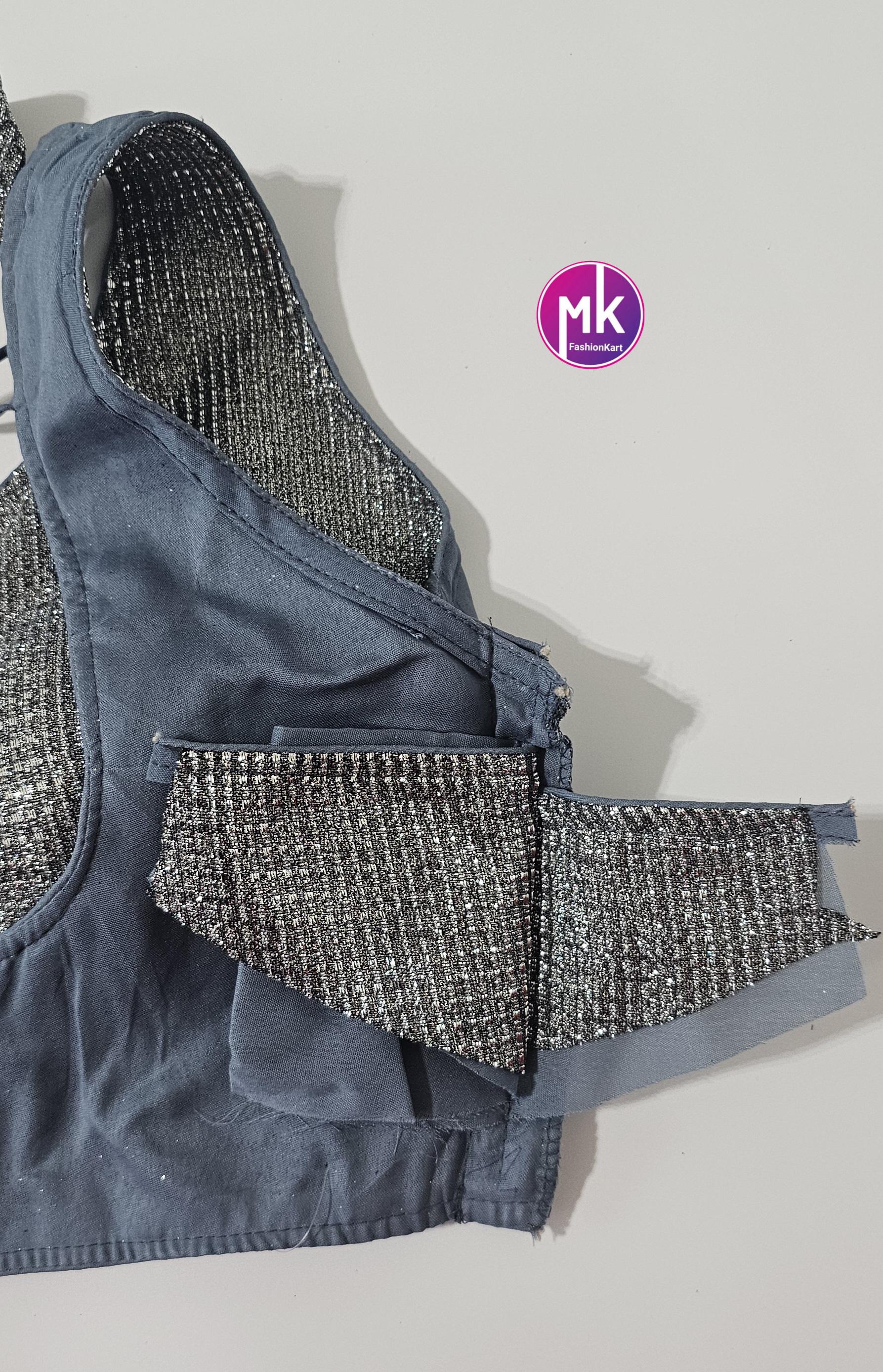 Readymade Sleeveless (Sleeve cloth inside) Saree Blouse/Lehenga Blouse - Shiny Silk fabric Blouses - Size 36" - MK Fashionkart