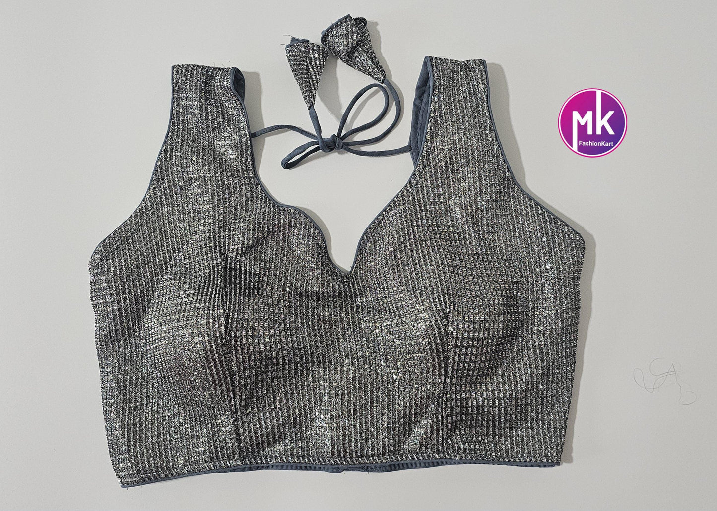 Readymade Sleeveless (Sleeve cloth inside) Saree Blouse/Lehenga Blouse - Shiny Silk fabric Blouses - Size 36" - MK Fashionkart
